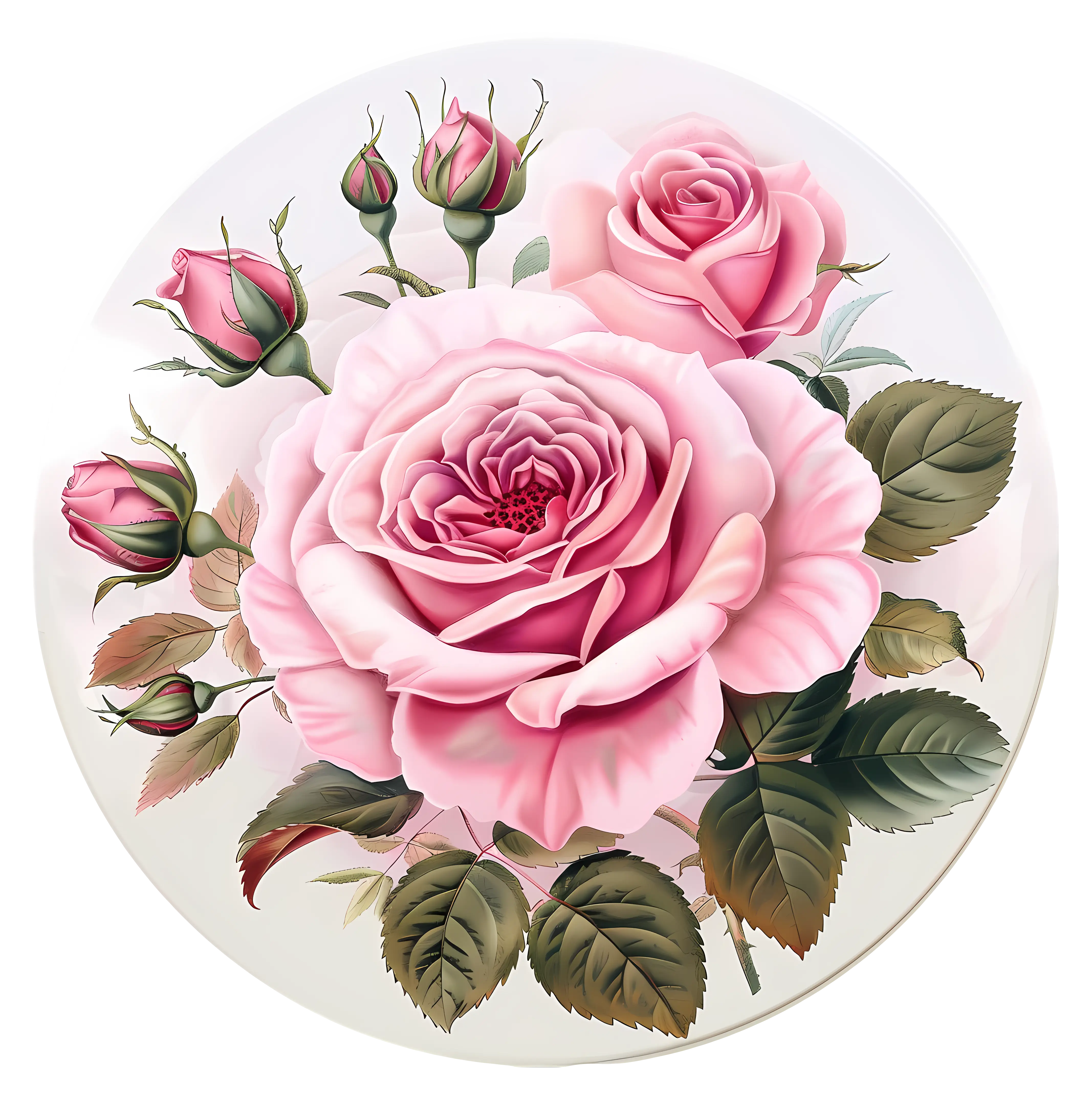 Elegant Pink Roses with Buds