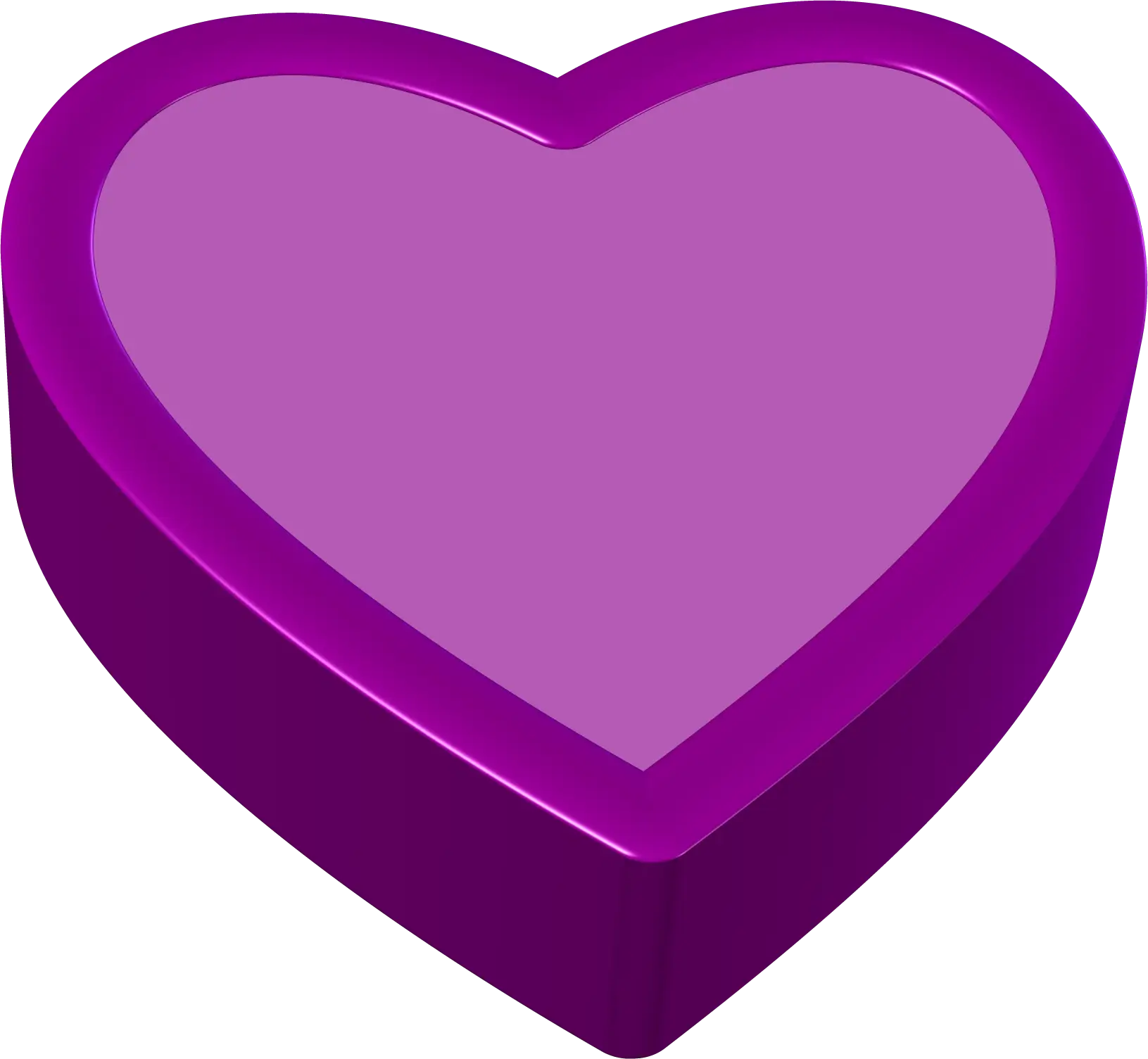 3D Purple Heart Icon for Love and Romance