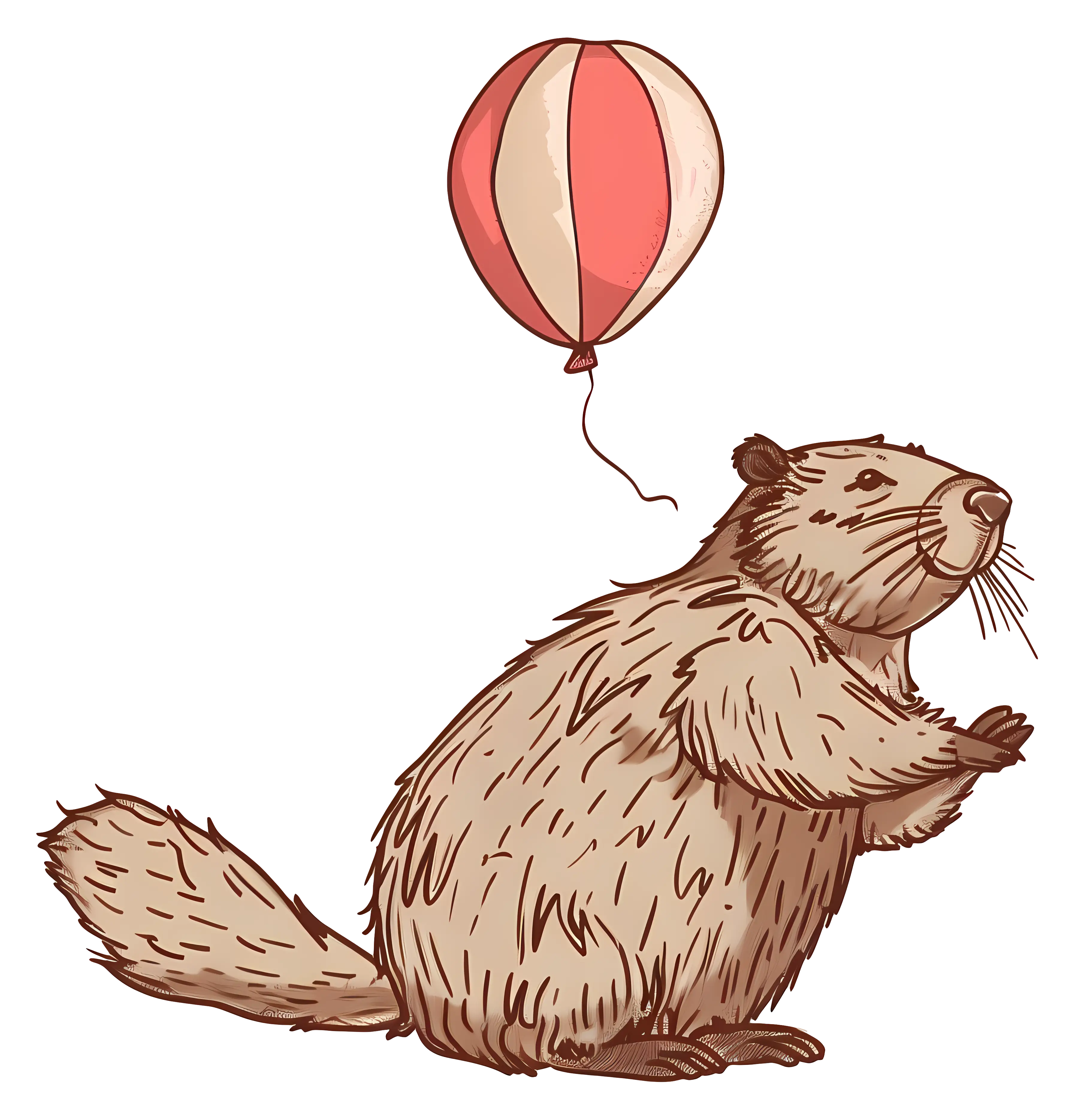Cute Beaver with Balloon