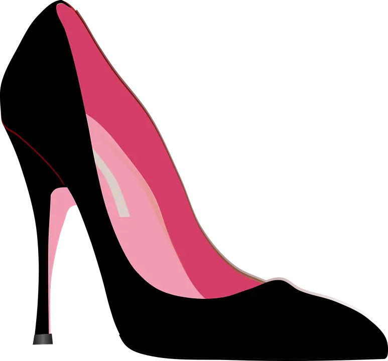 Elegant Black High Heel Shoe with Pink Lining