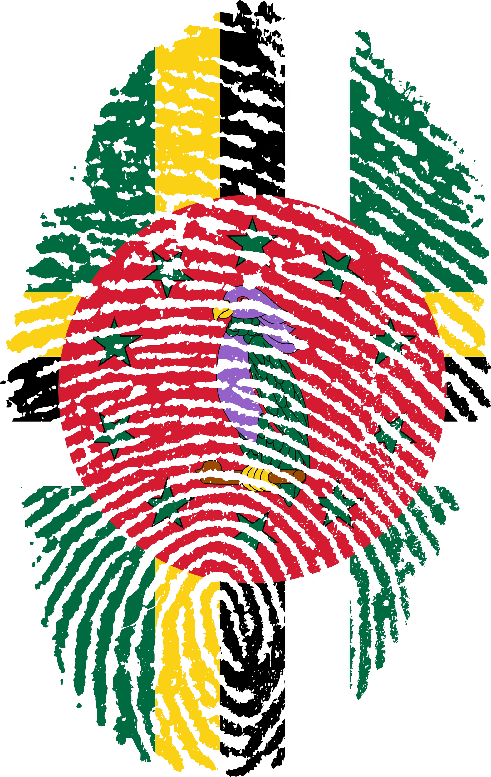 Fingerprint Art Featuring Dominica Flag Design
