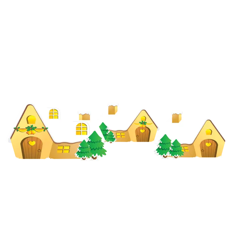 Festive Snowy Houses with Holiday Decorations