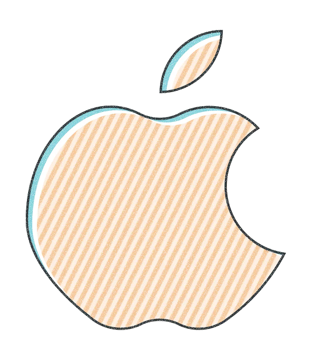 Striped Apple Logo with Blue Accent