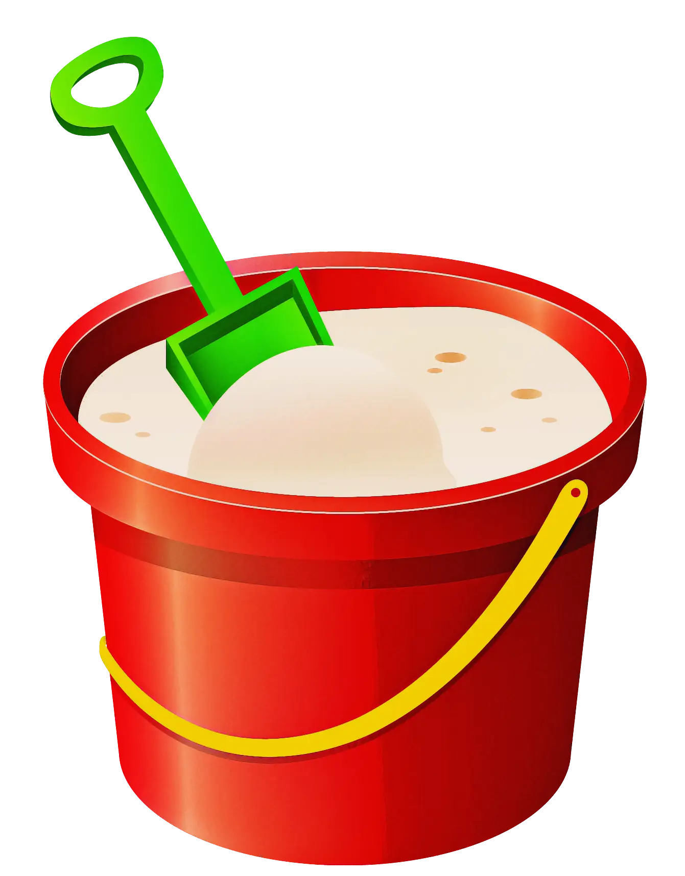 Red Bucket with Green Shovel for Sand Play