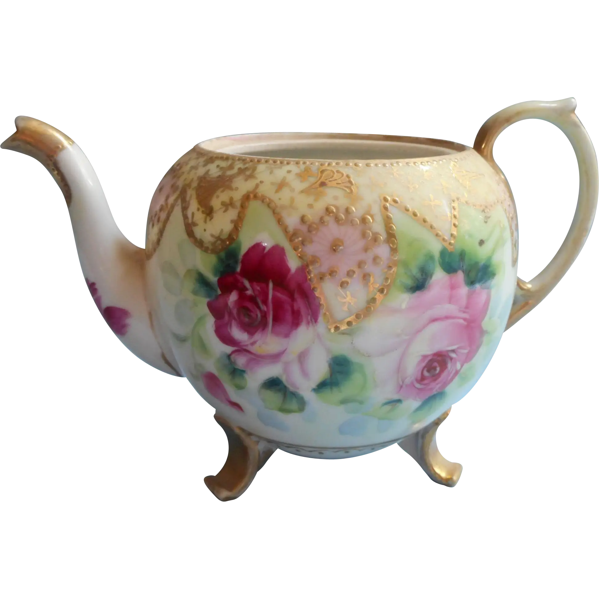 Vintage Floral Porcelain Teapot with Rose Design