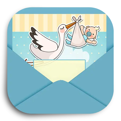 Stork with Baby Cartoon Illustration
