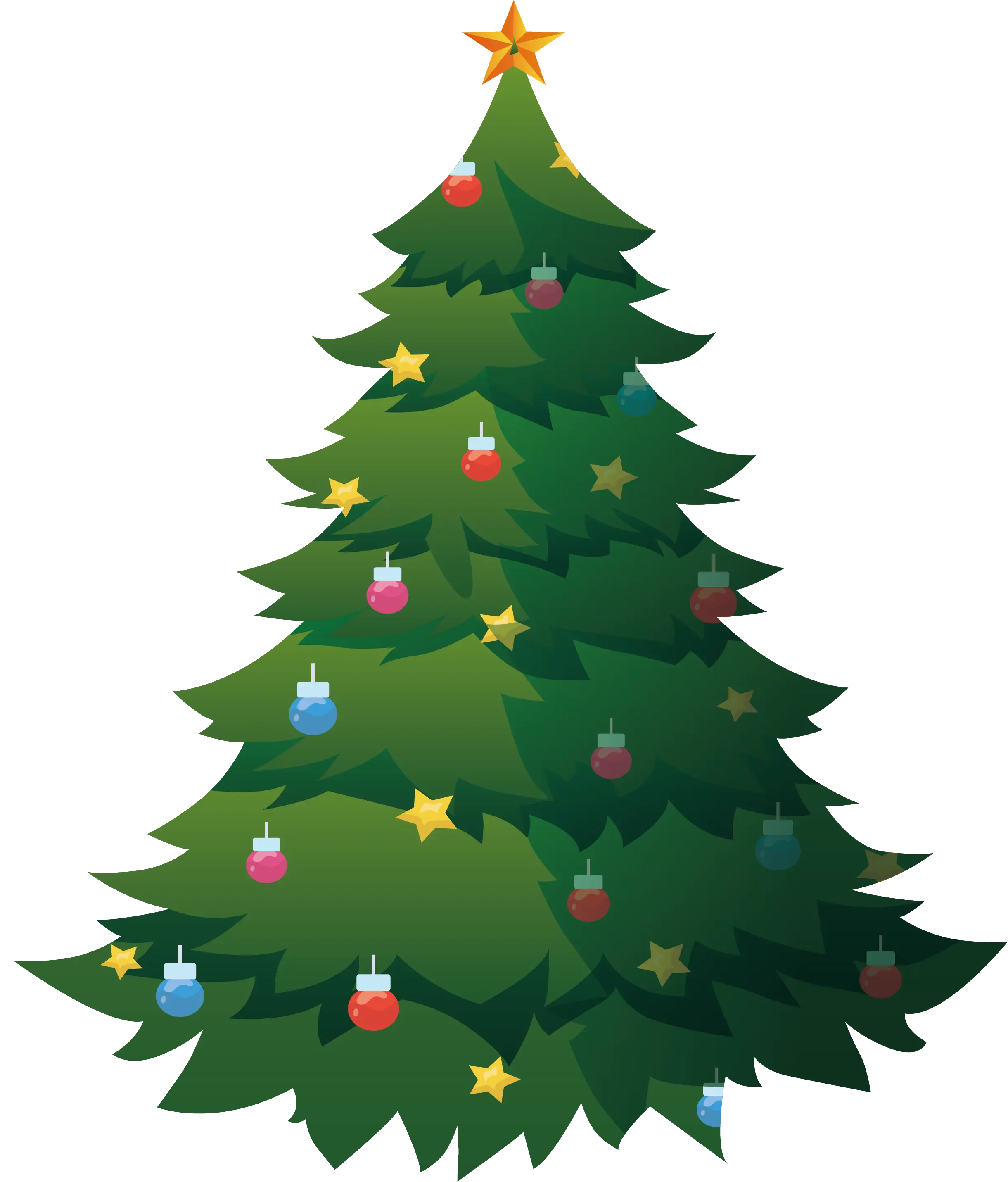 Decorated Christmas Tree with Star