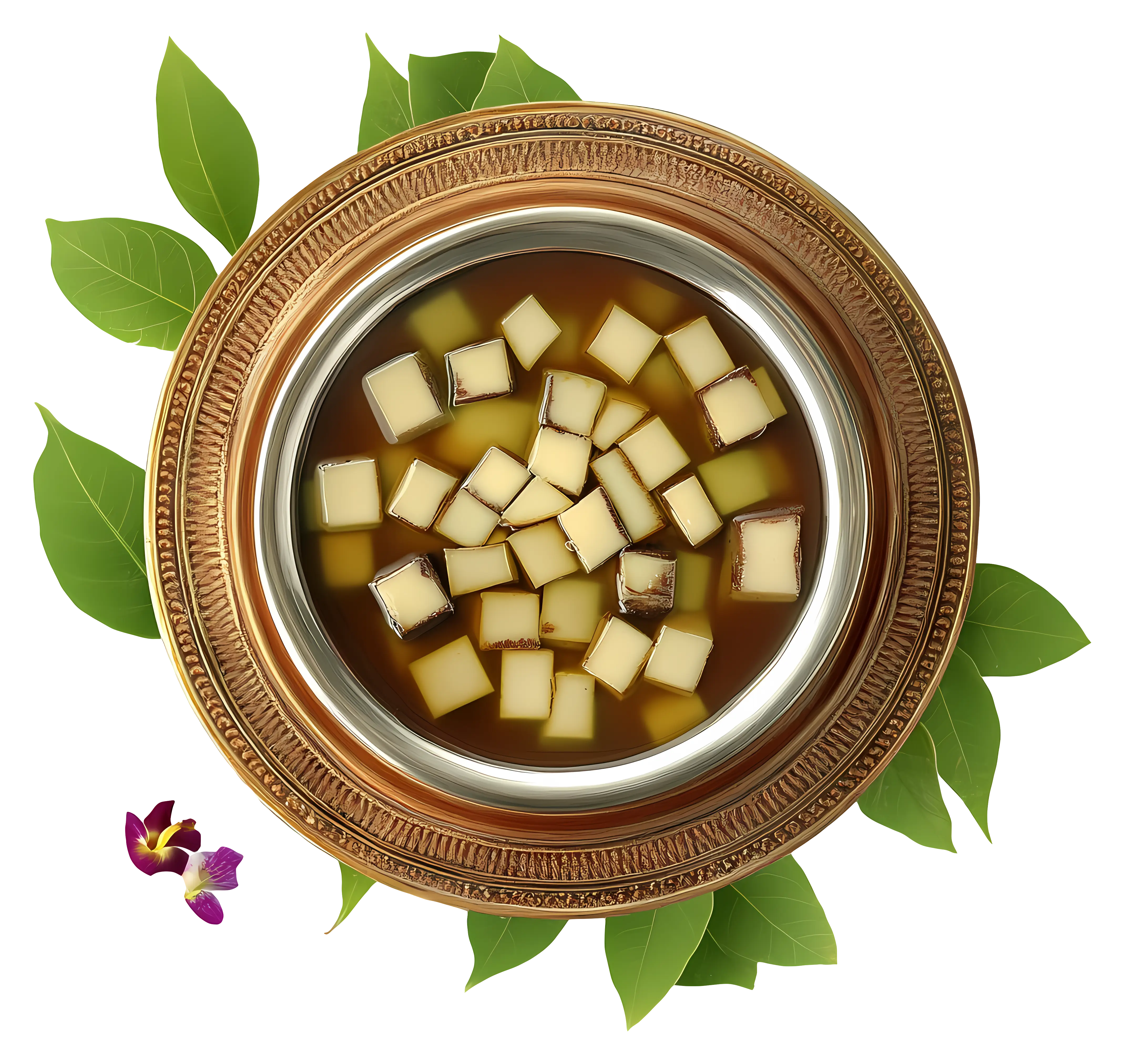 Herbal Soup in a Decorative Bowl