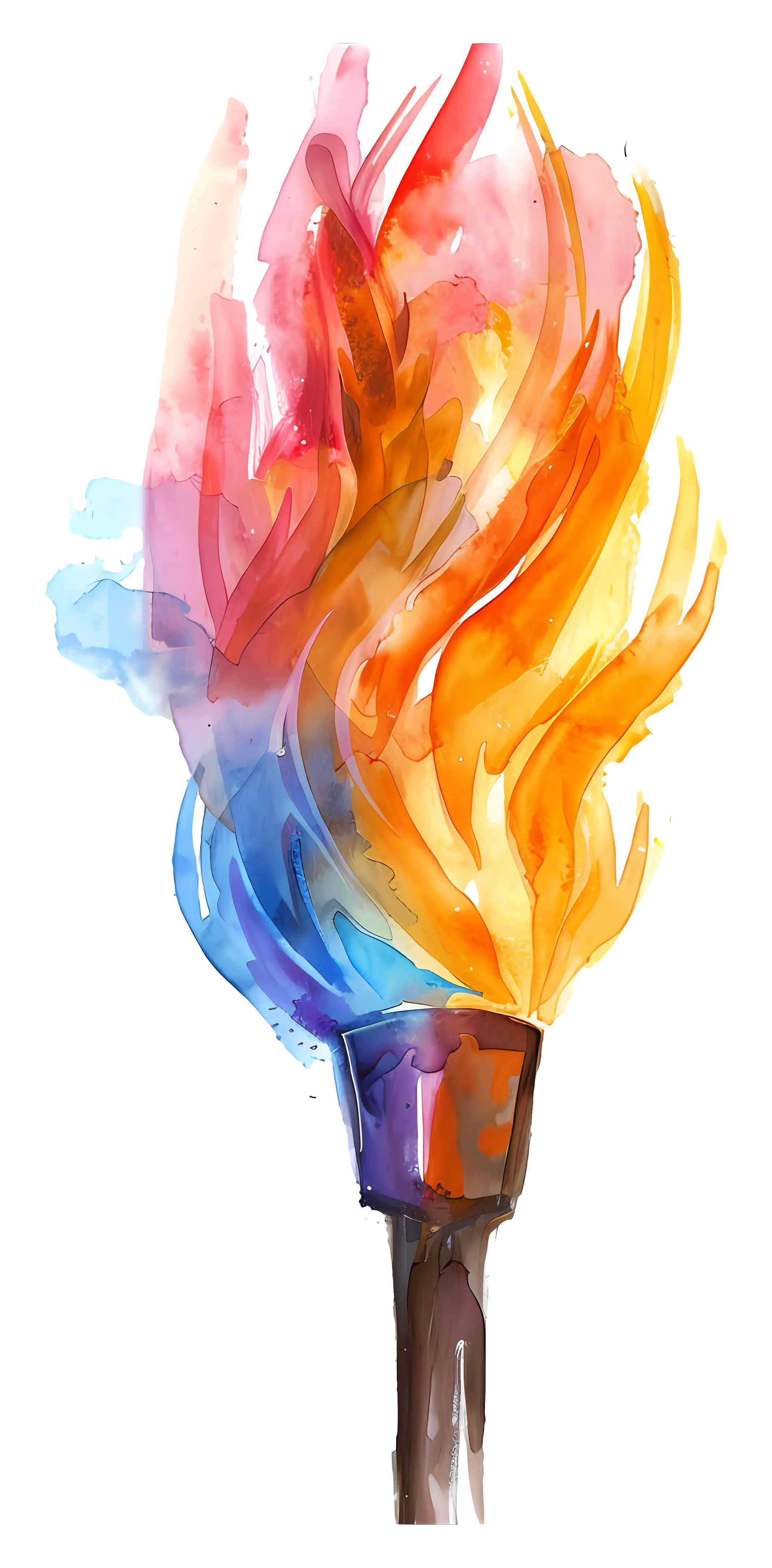 Colorful Torch with Flame