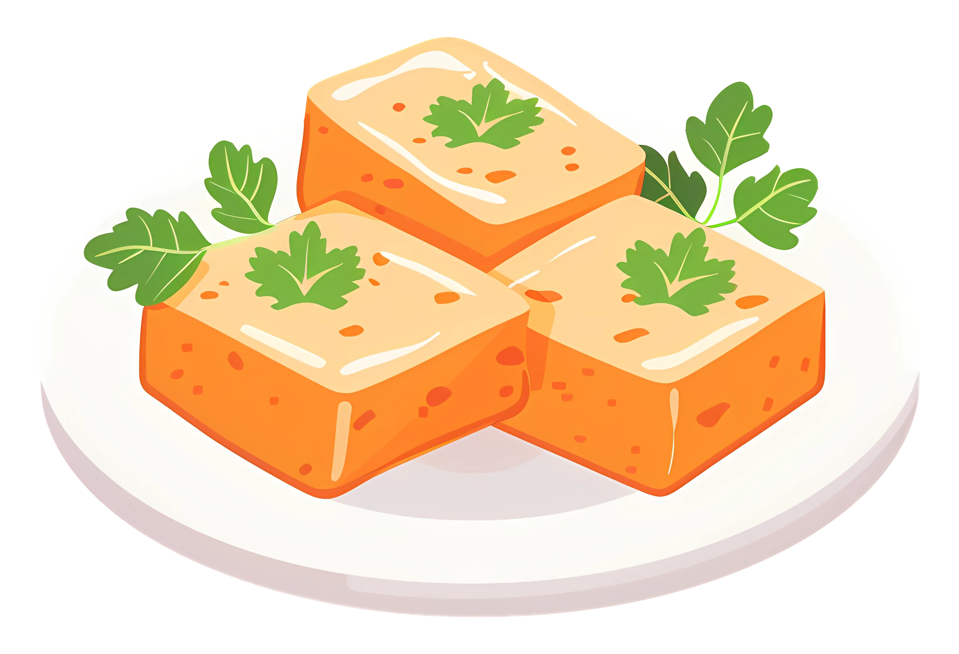 Tofu Cubes Garnished with Parsley