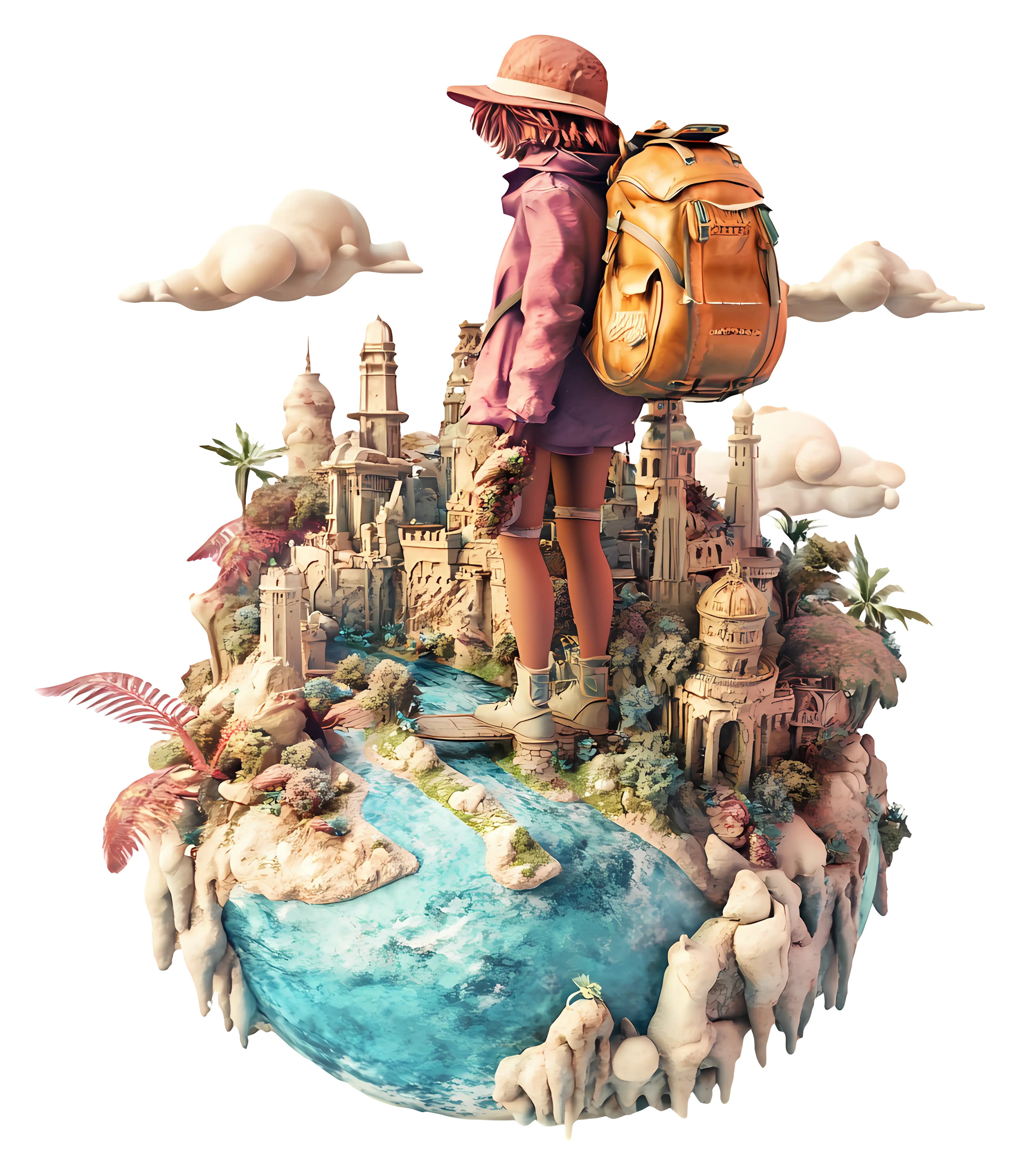 Traveler on Miniature Fantasy World