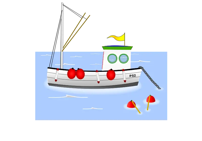Cartoon Fishing Boat on Sea Adventure