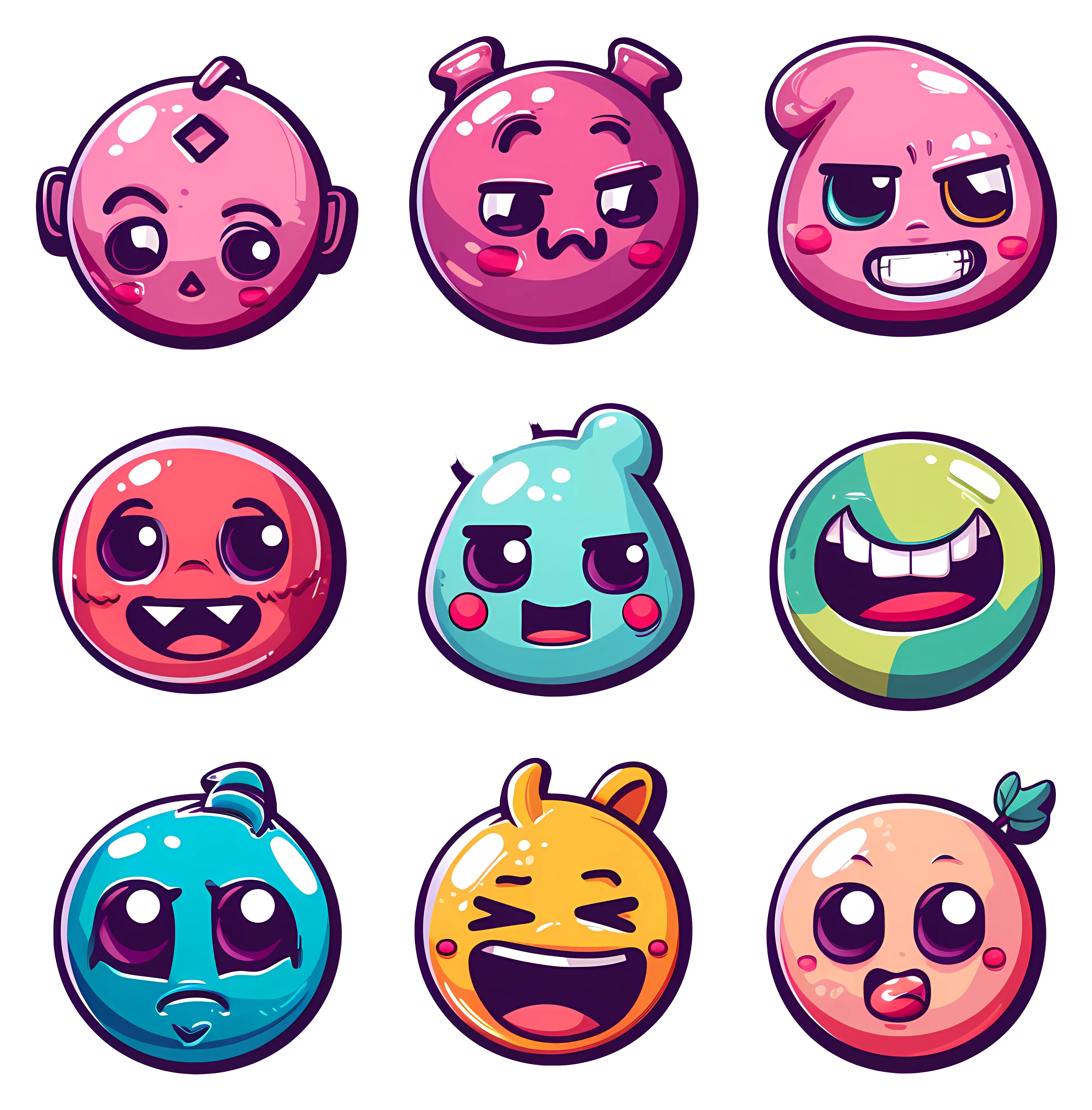 Cute Cartoon Emoji Faces