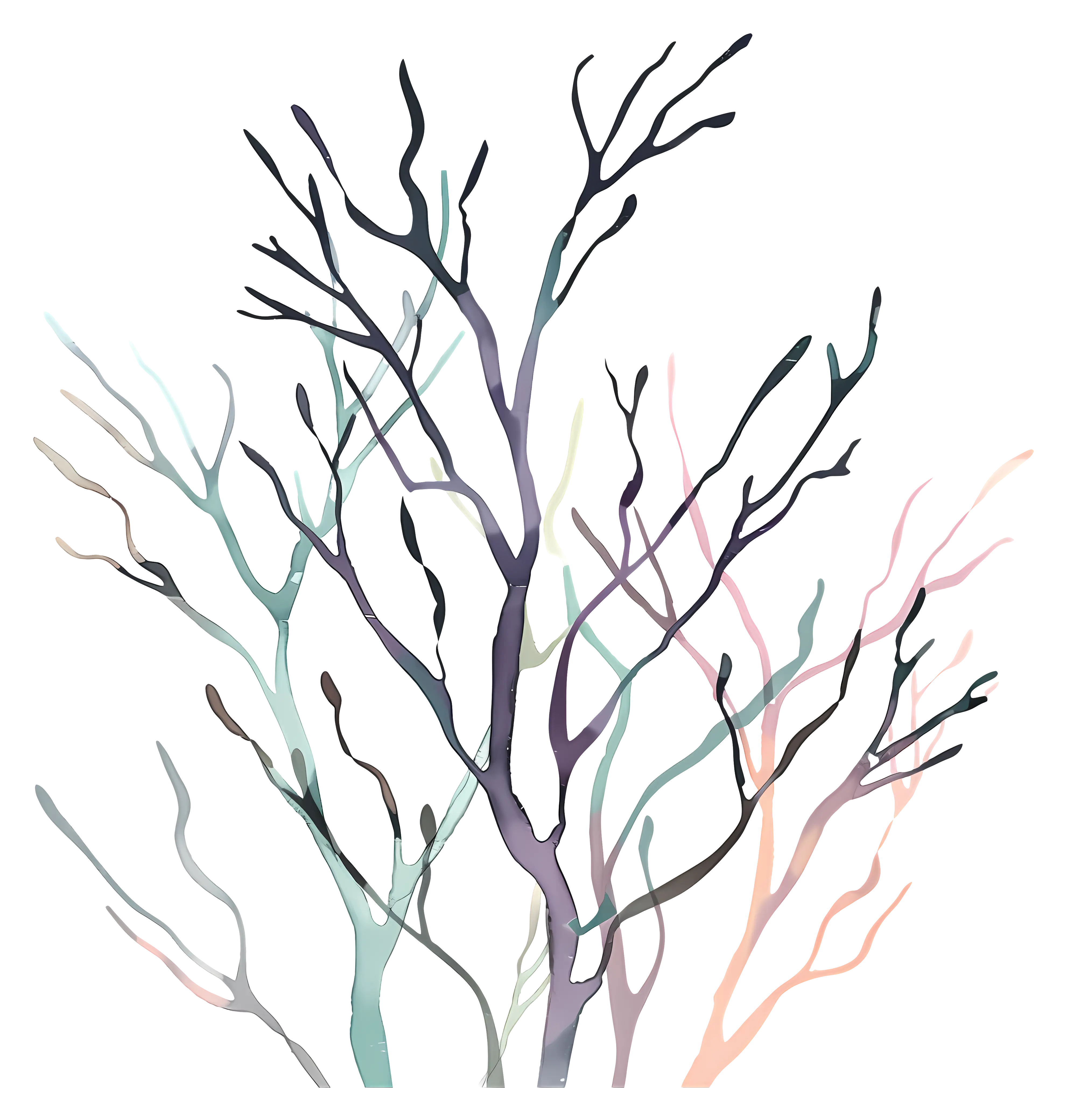 Colorful Dry Tree Branches Illustration