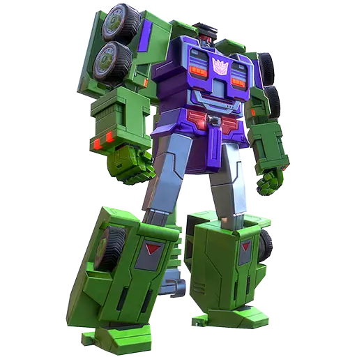 Green and Purple Transformer Robot Hero
