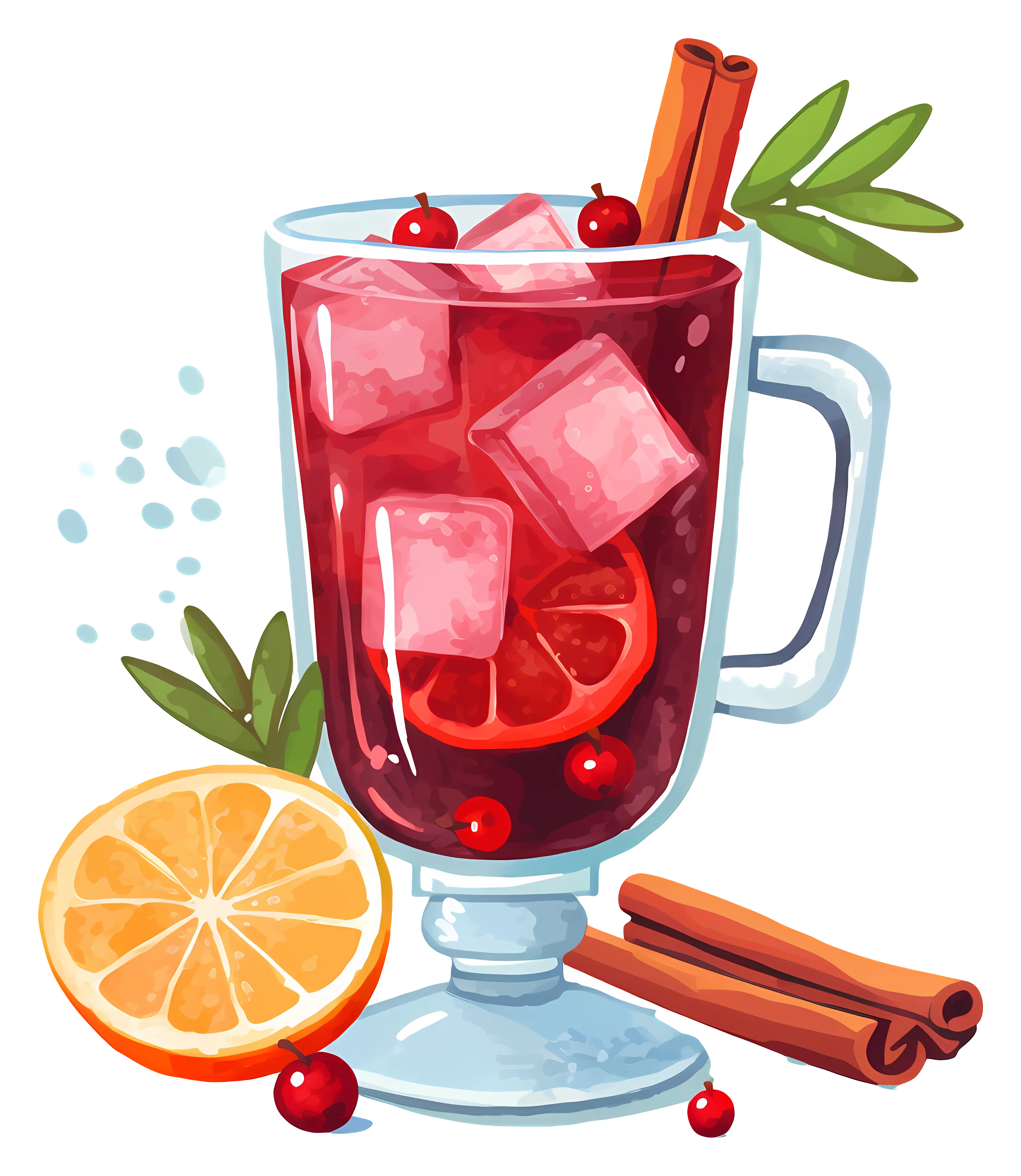 Glass of Mulled Wine with Orange and Spices