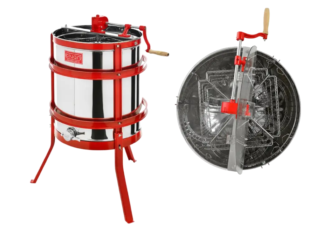 Red and Stainless Steel Honey Extractor