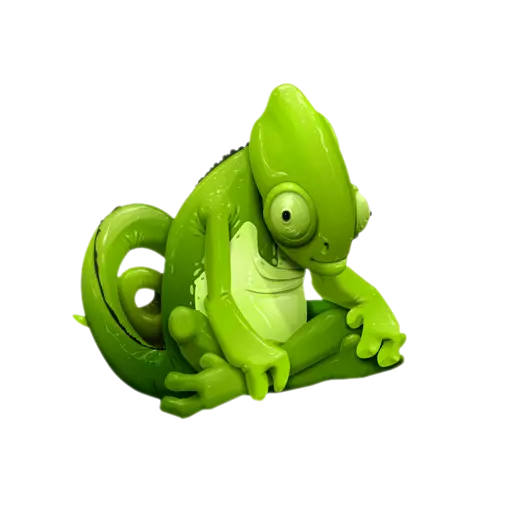 Green Cartoon Chameleon