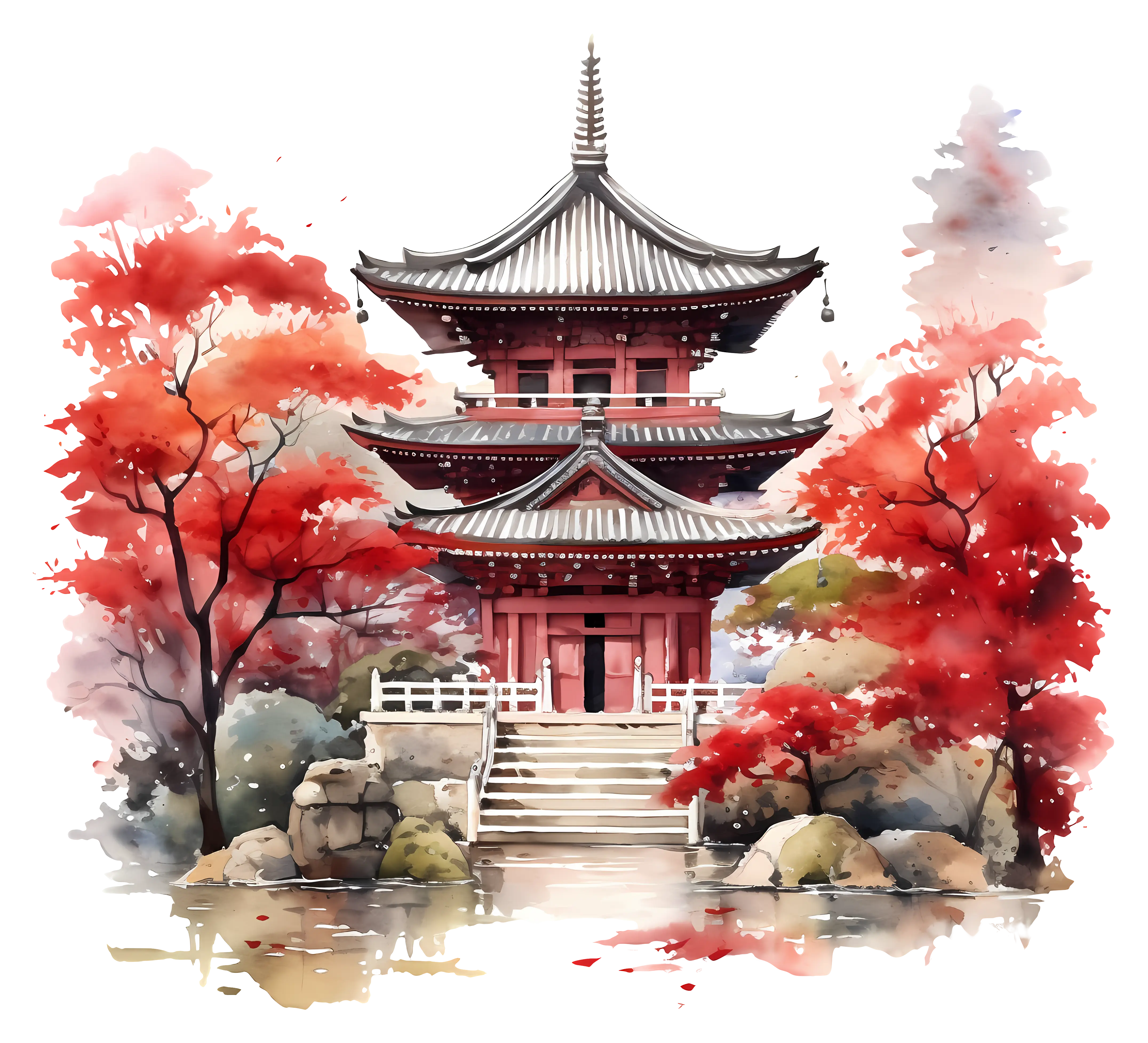 Japanese Pagoda Amidst Autumn Trees