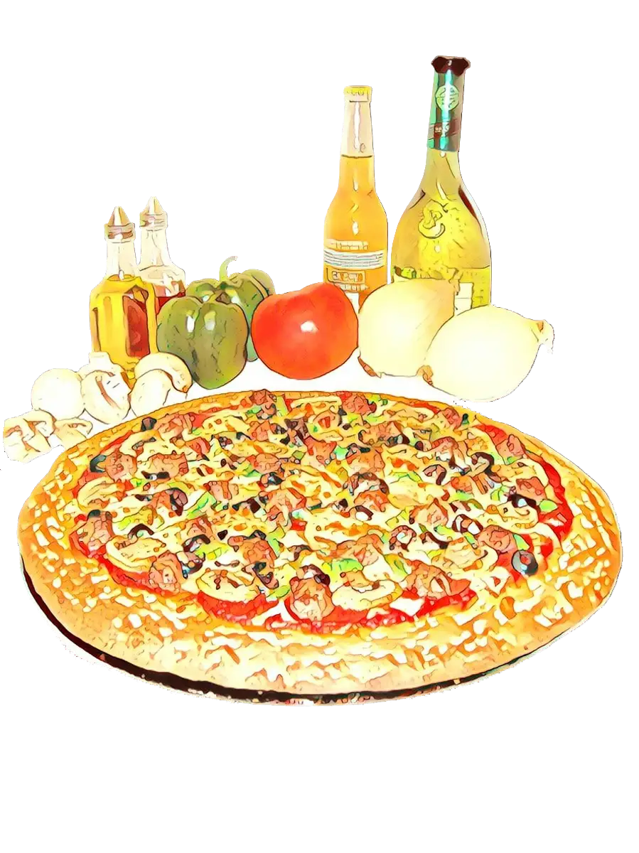 Pizza with Ingredients Illustration