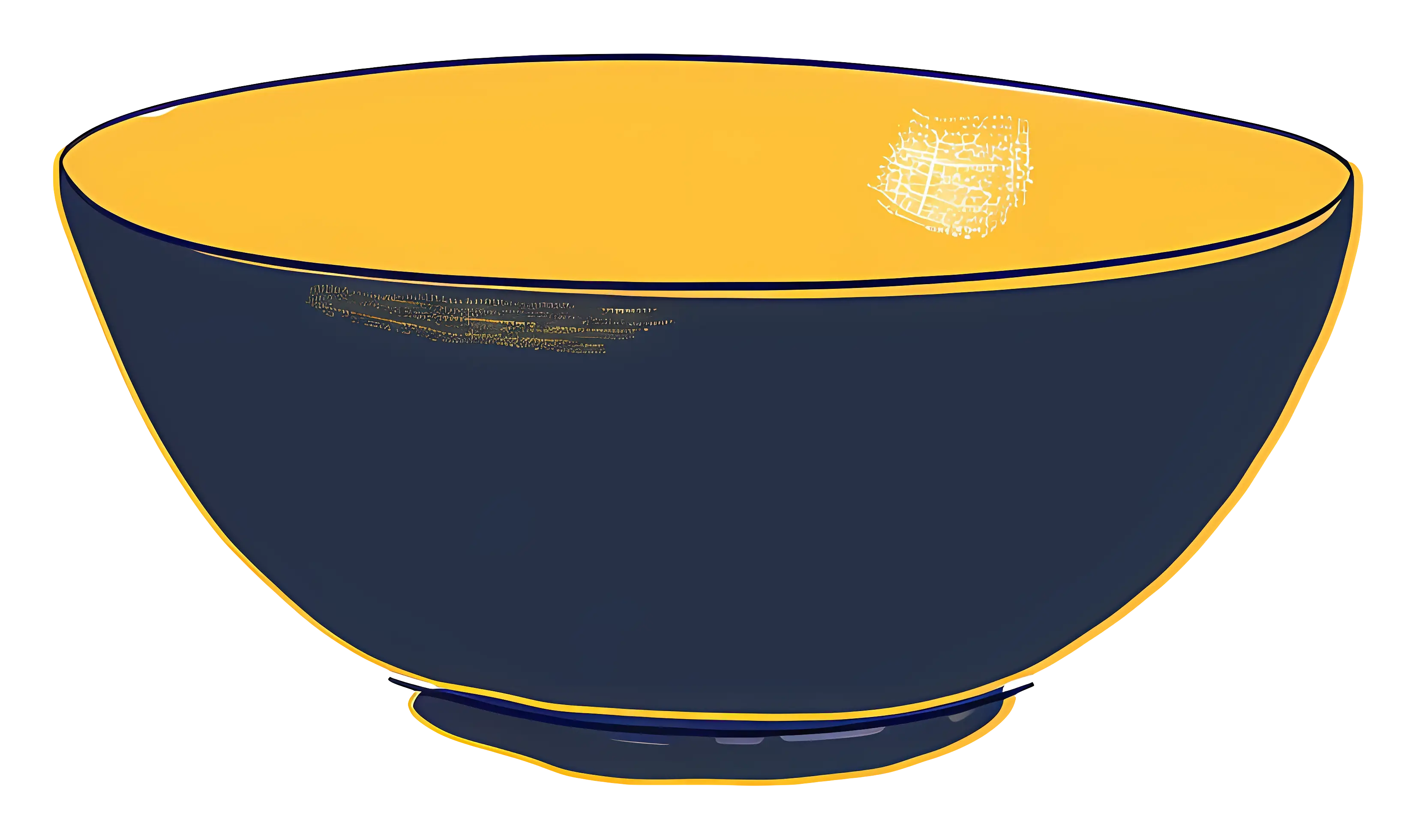 Dark Blue Bowl with Yellow Interior Design