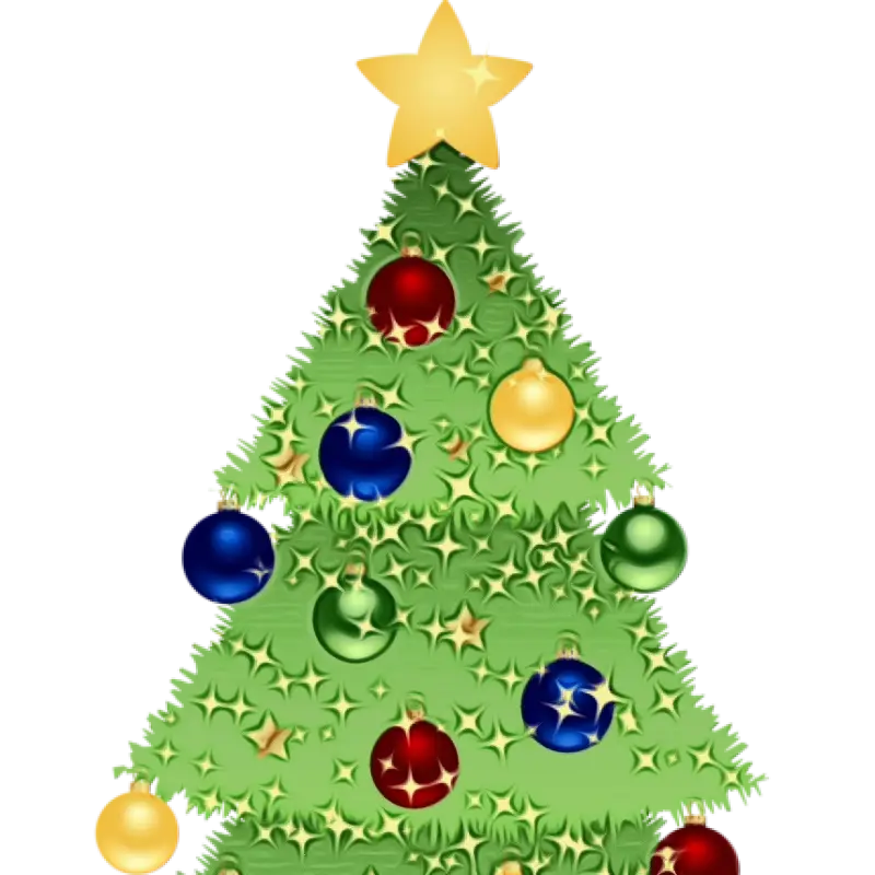Decorated Christmas Tree with Star Topper
