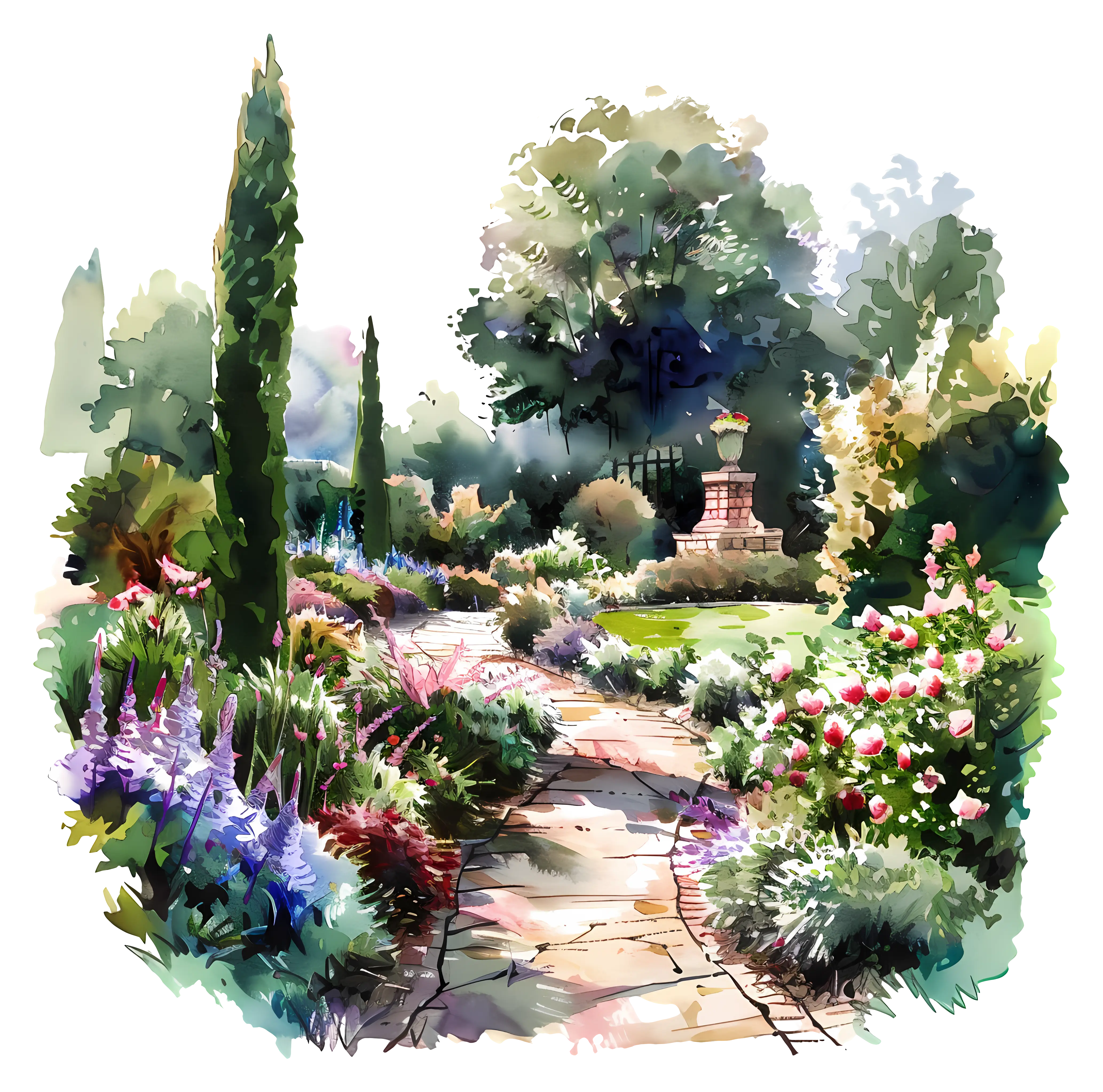 Beautiful Garden Path with Flowers