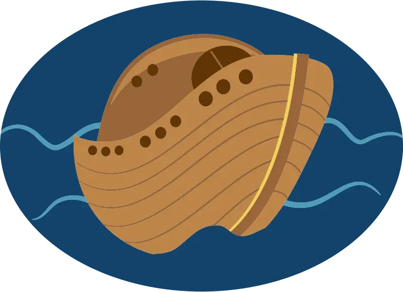 Wooden Ark Illustration on Blue Waves