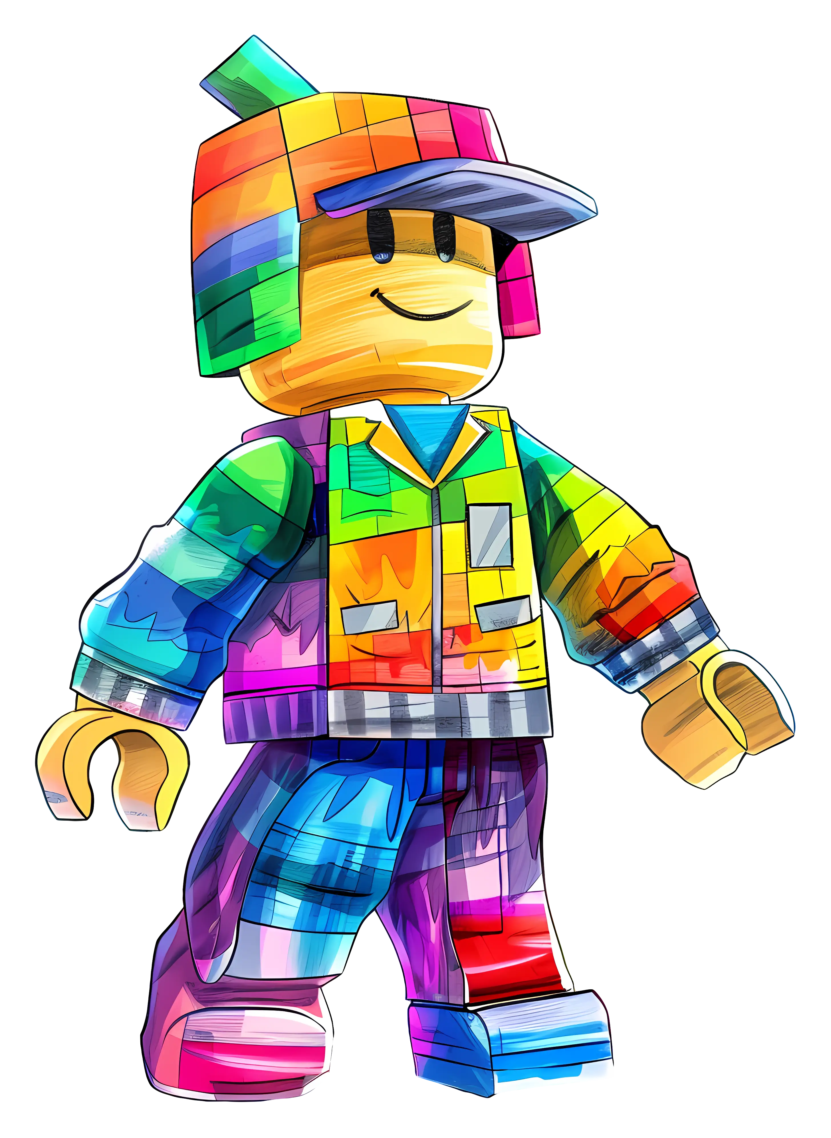 Colorful Lego Figure in Rainbow Outfit