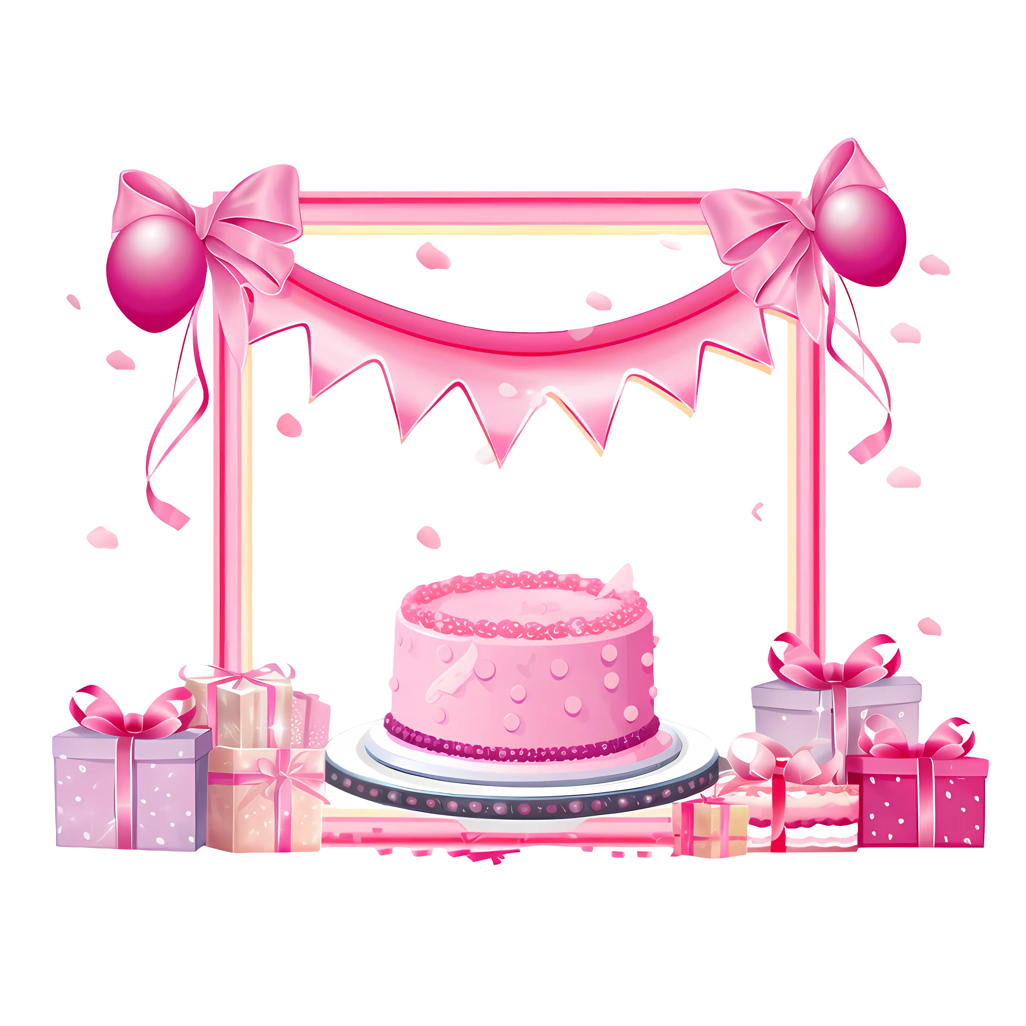 Beautiful Pink Birthday Cake with Decorations