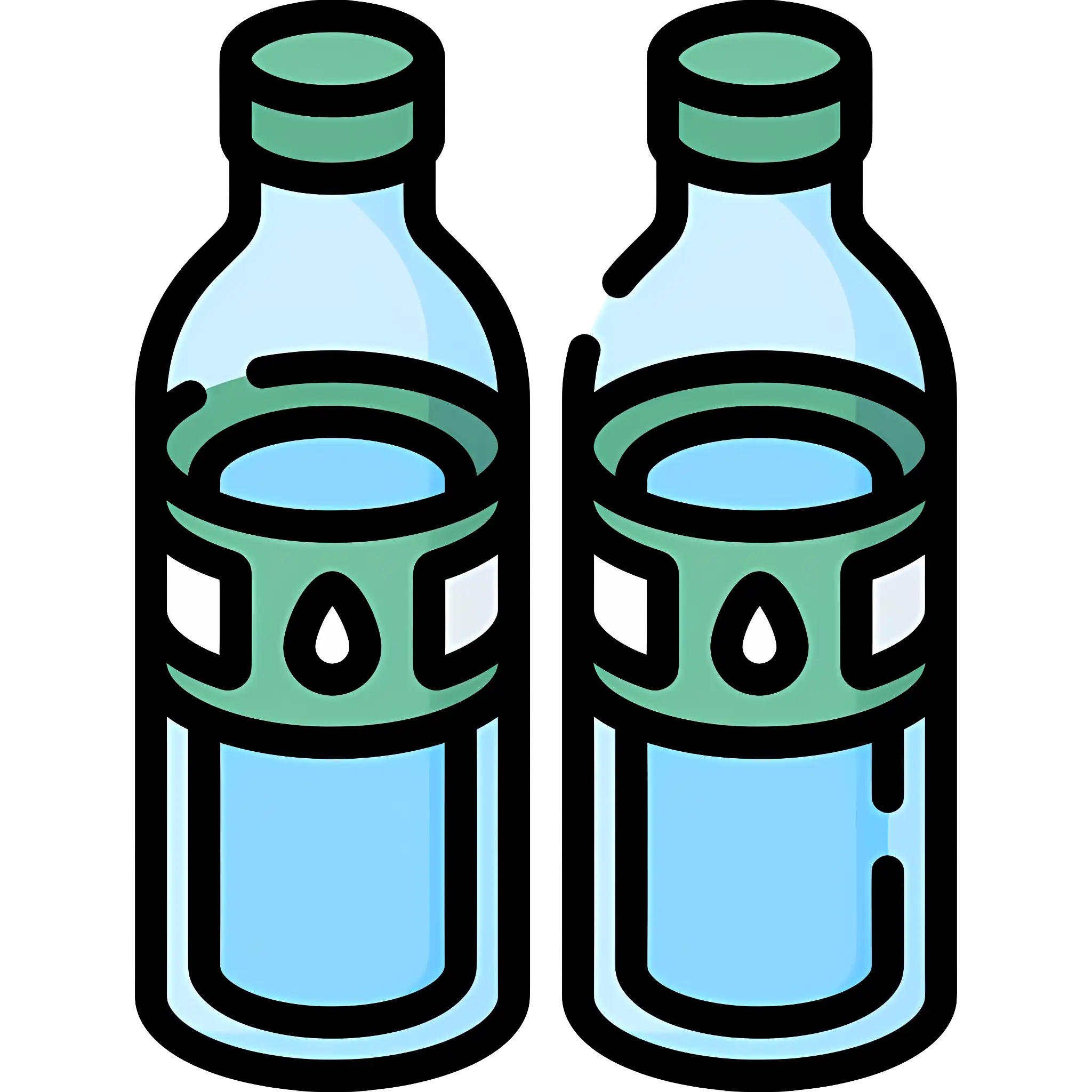 Cartoon Blue Water Bottles Illustration