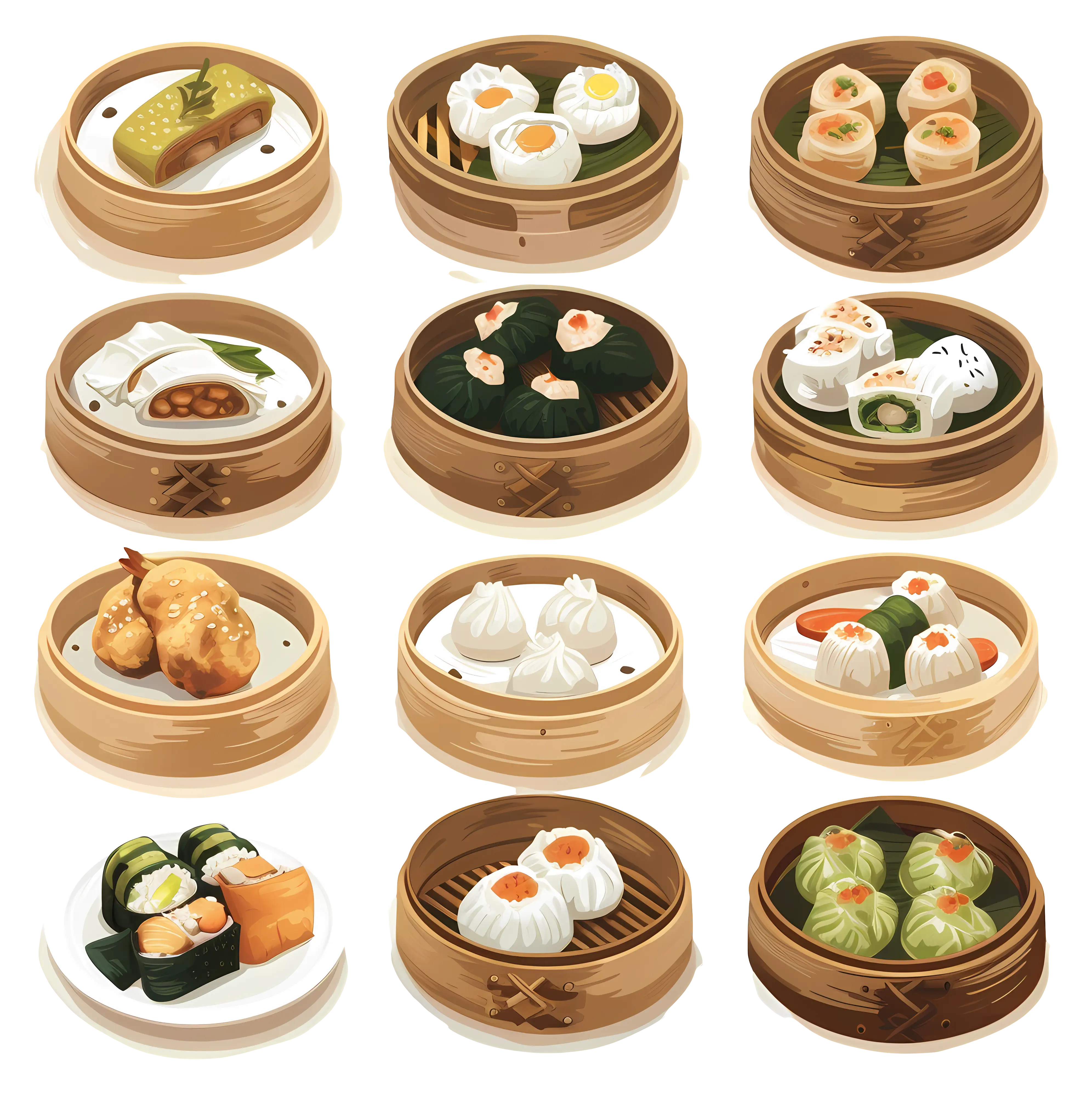 Dim Sum Baskets with Various Items