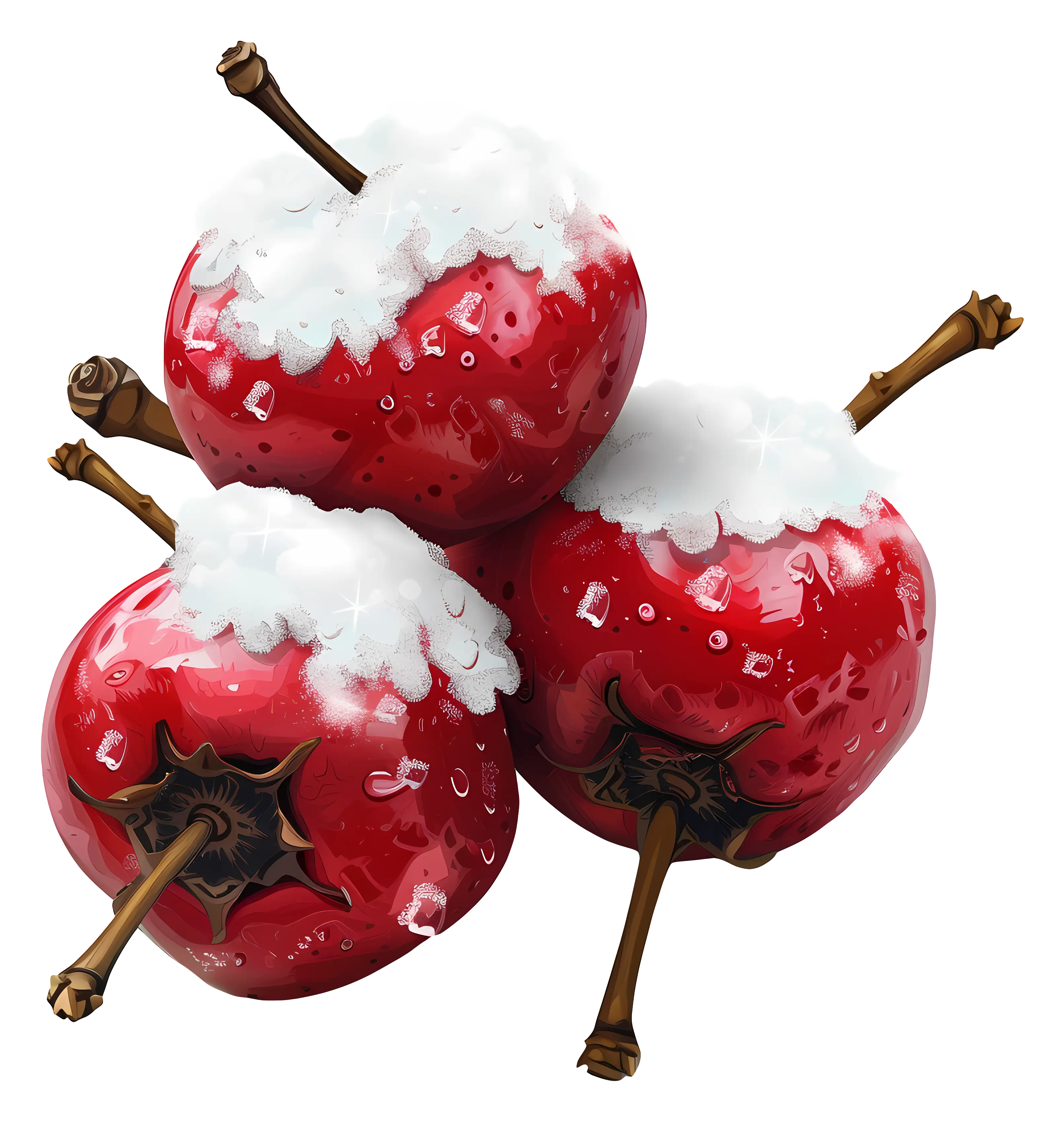 Red Berries with Snow on Branch