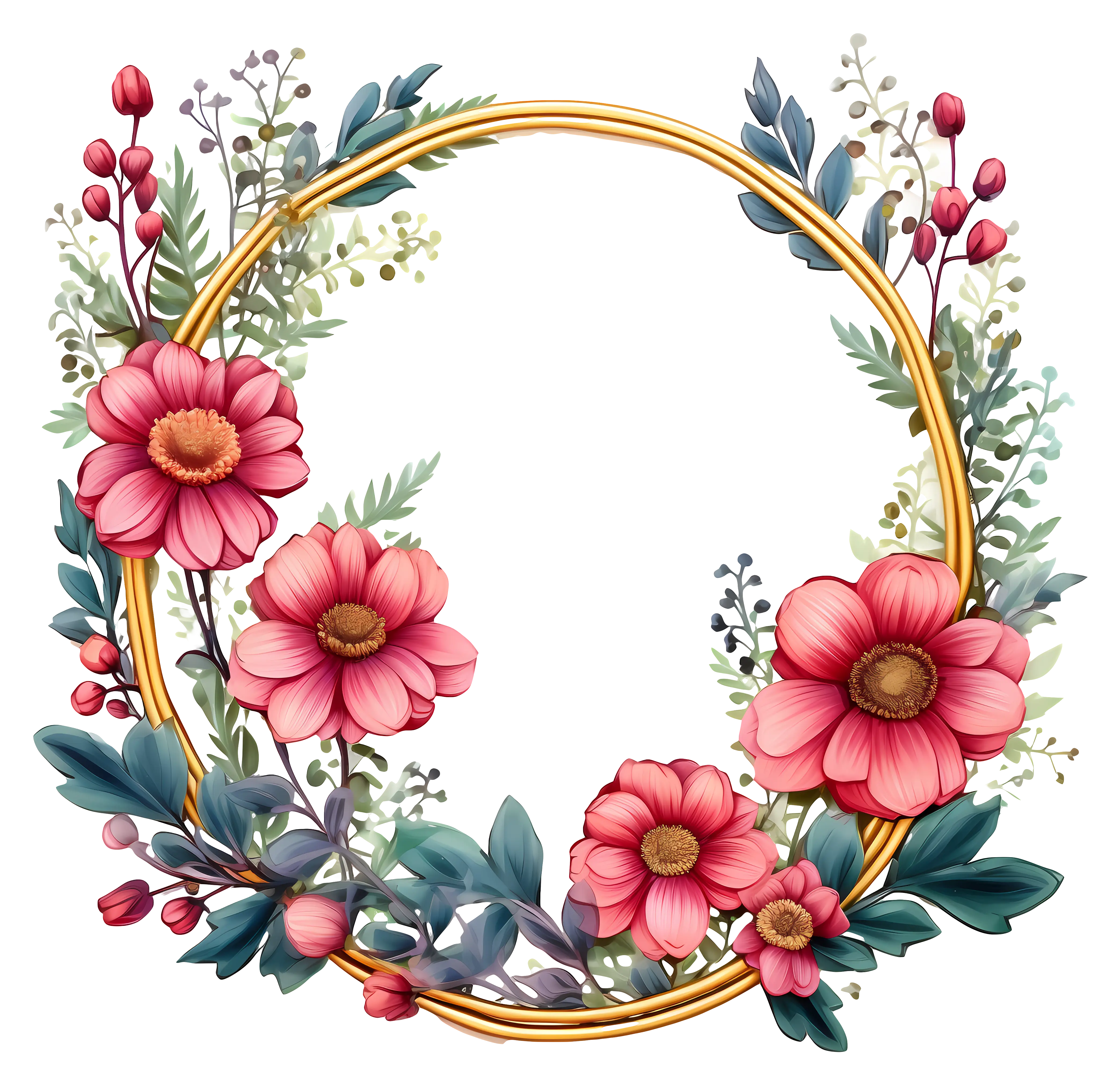 Floral Wreath with Pink Flowers