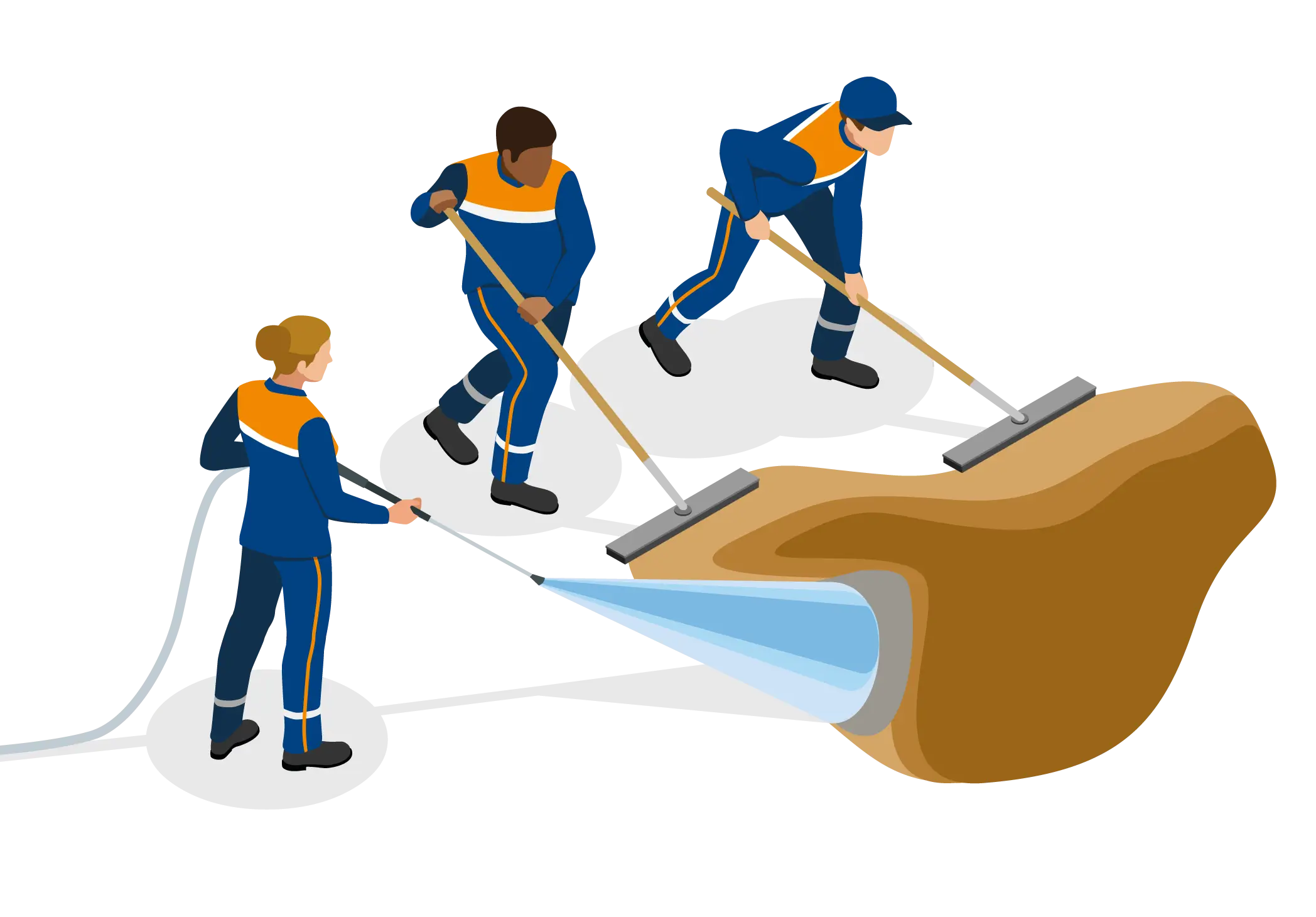 Team of Cleaning Workers in Action