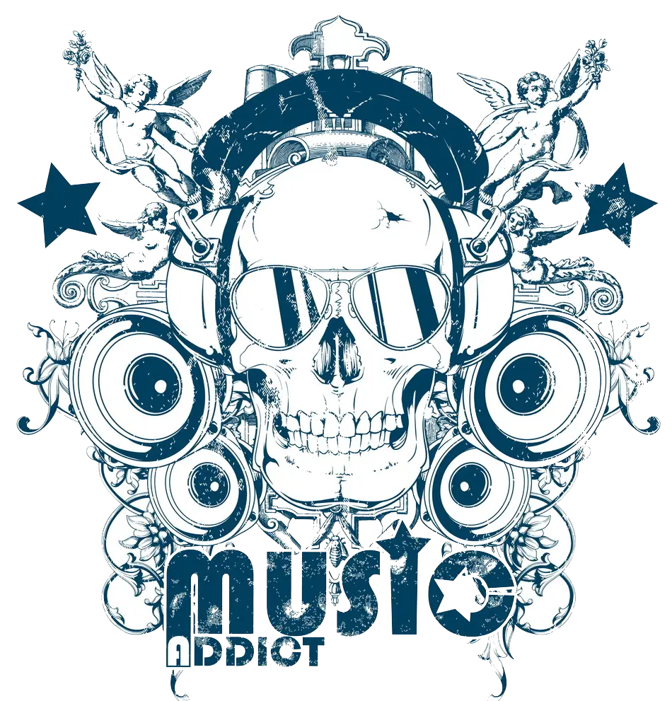 Music Addict Skull with Headphones