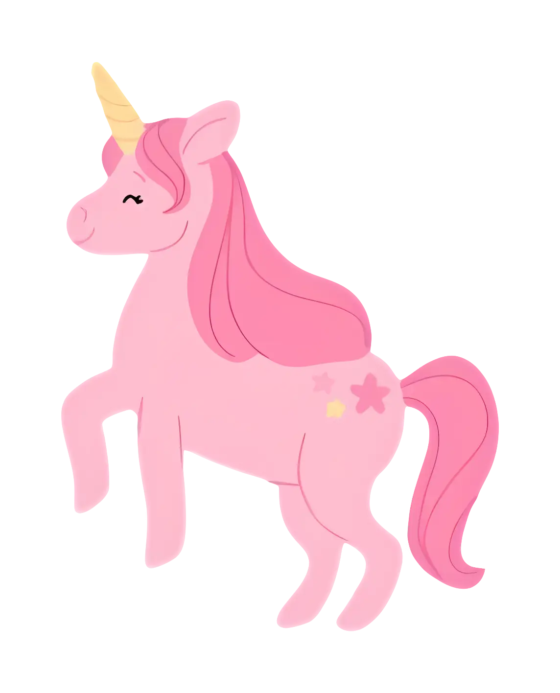 Adorable Pink Unicorn Cartoon Illustration