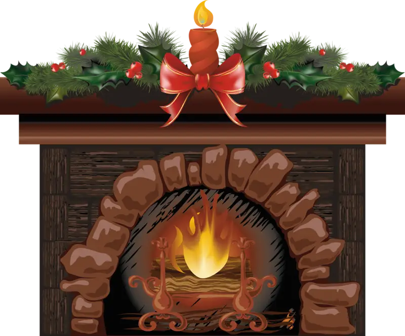 Festive Decorative Fireplace with Holly and Candle