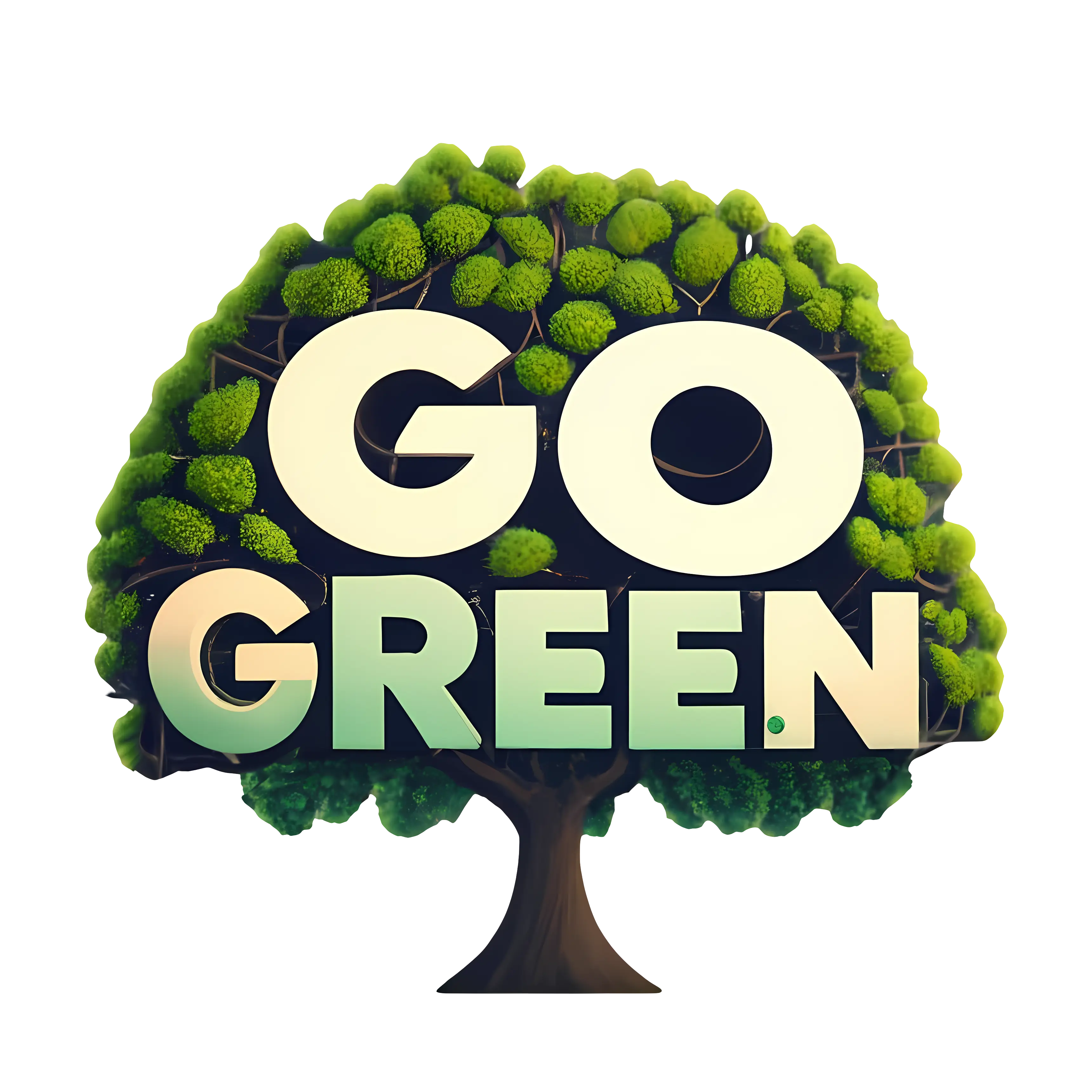 Green Tree with Go Green Slogan Graphic