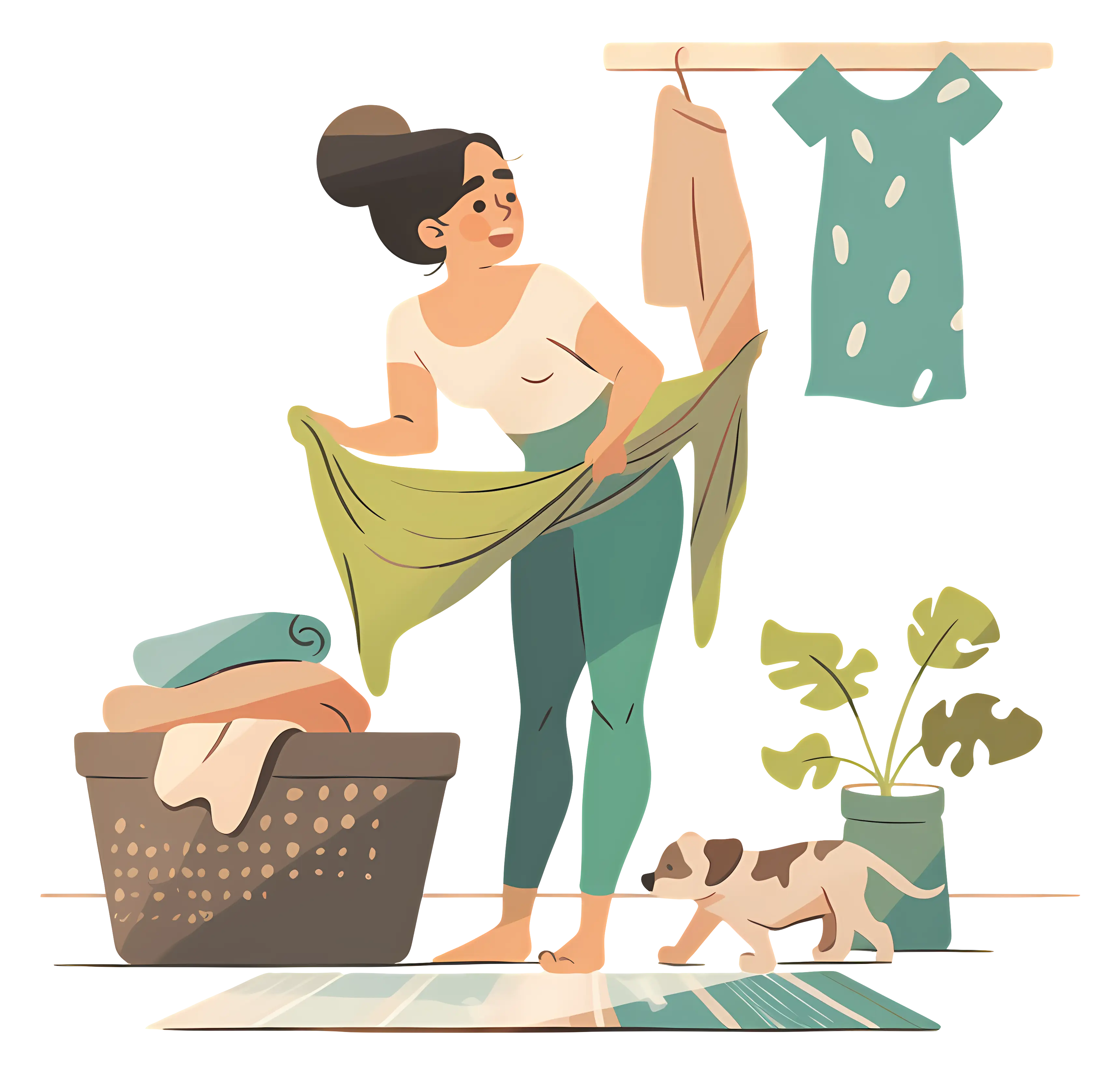 Woman Doing Laundry at Home