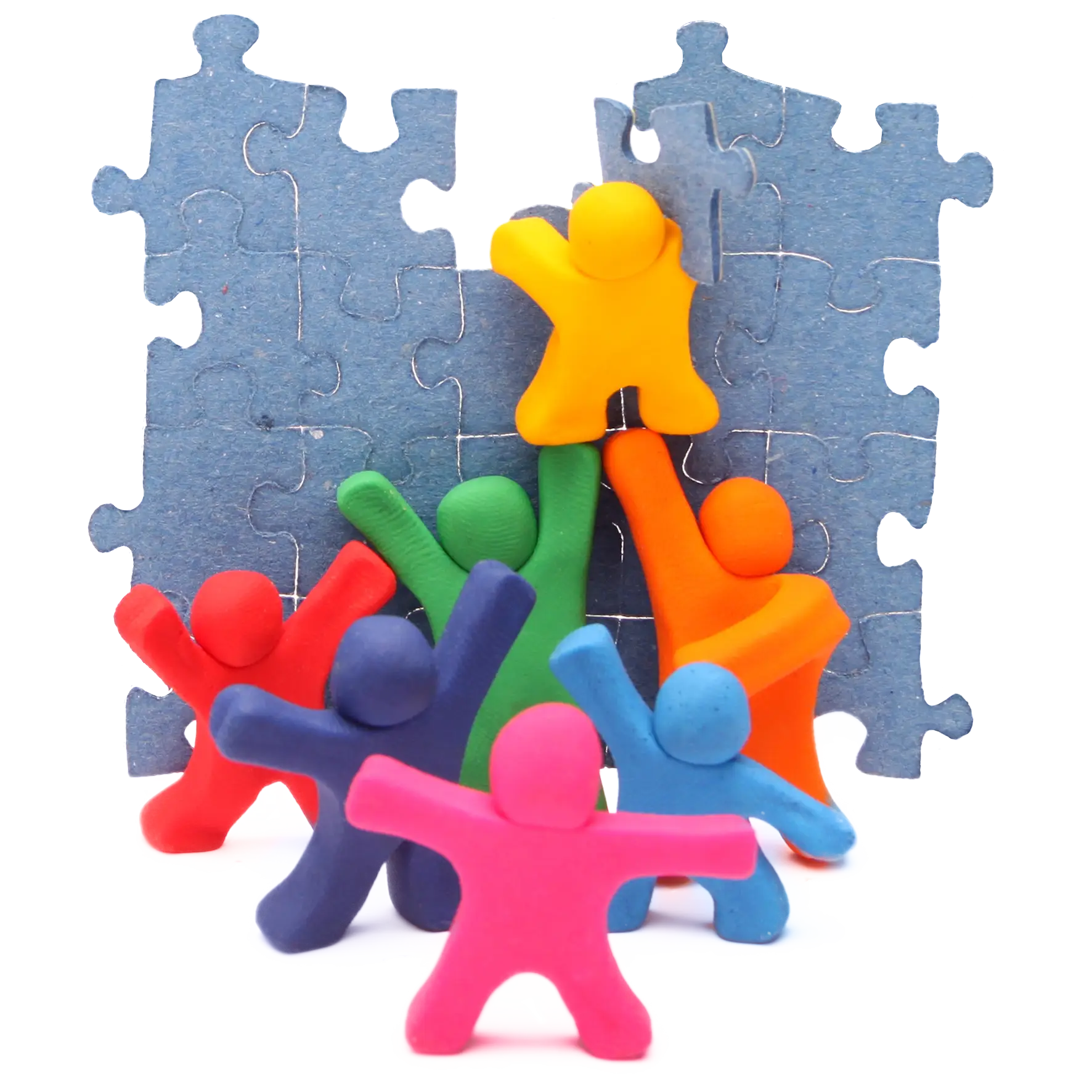 Colorful Figures Building Puzzle Together