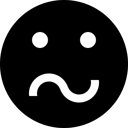 Confused Face Icon in Black and White Design