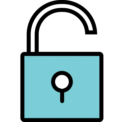 Blue Open Padlock Icon