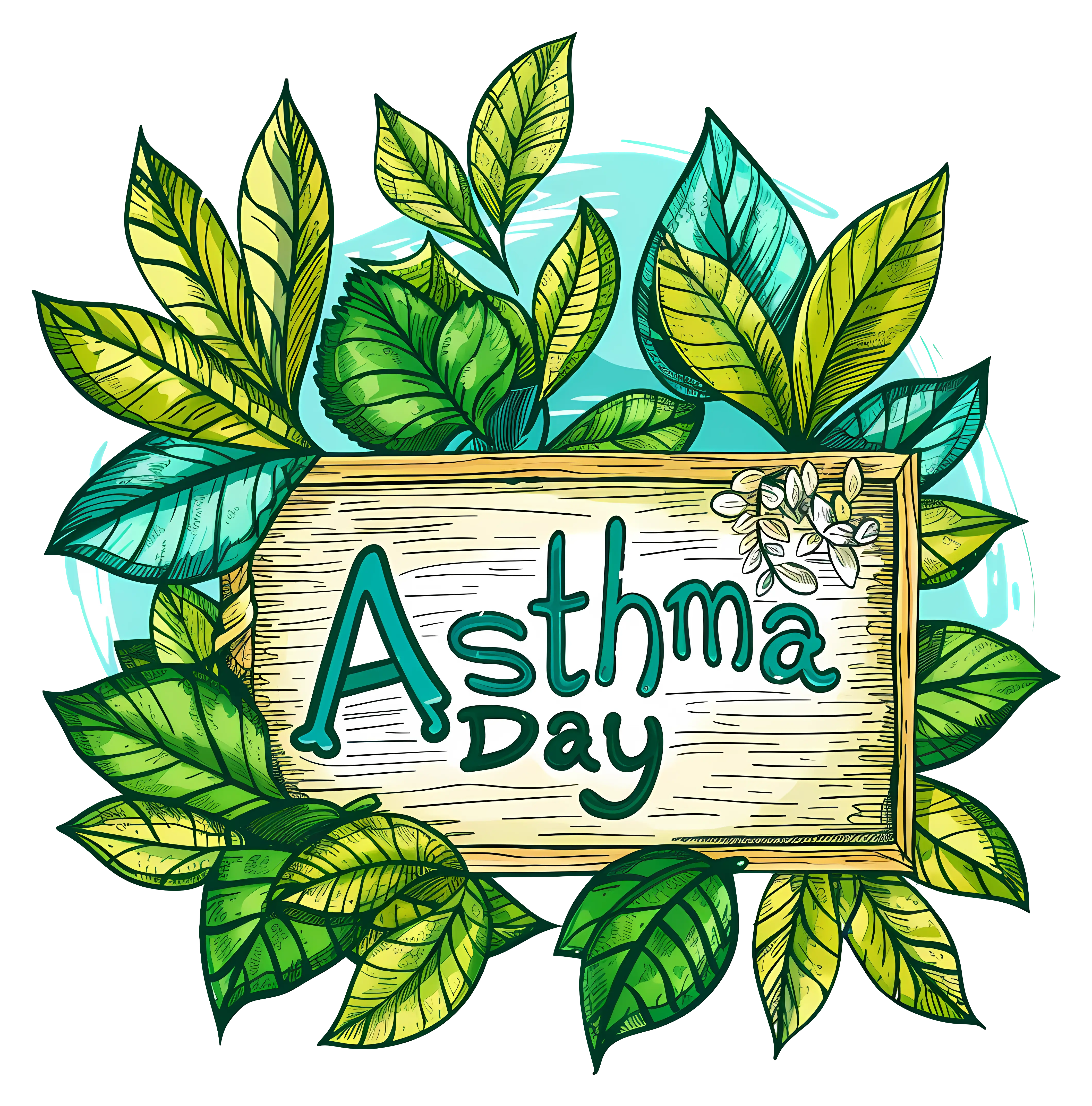 Asthma Day Awareness Sign with Leaves