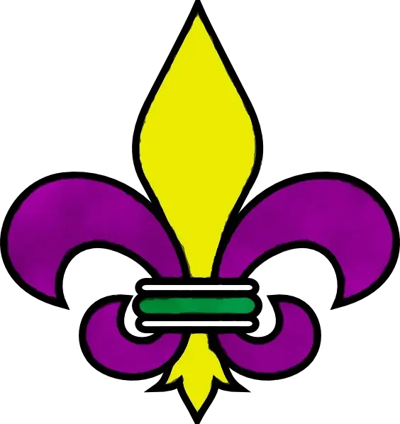 Purple and Yellow Fleur-de-Lis Symbol