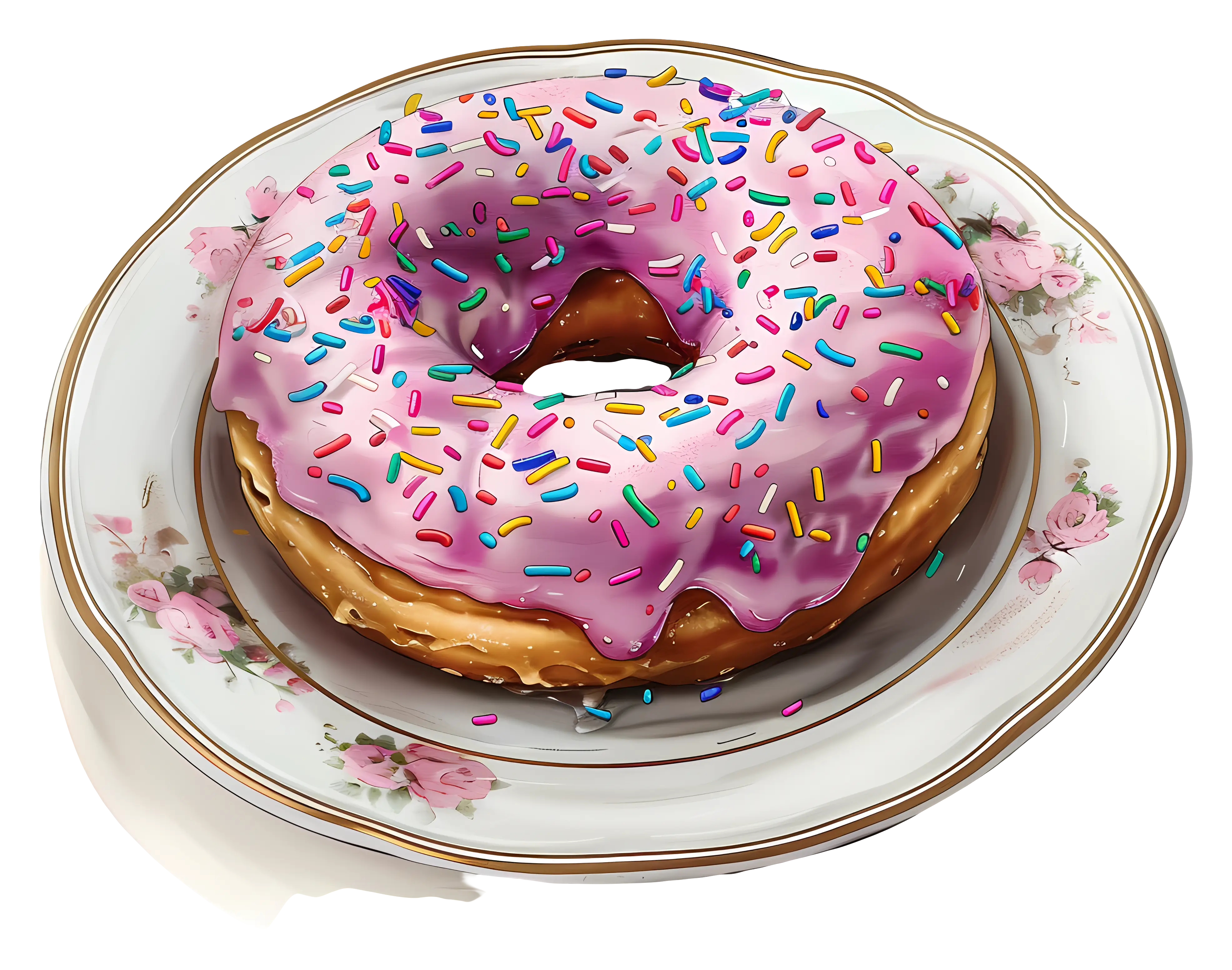 Donut with Pink Frosting and Sprinkles