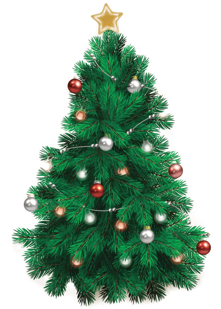 Decorated Christmas Tree with Star