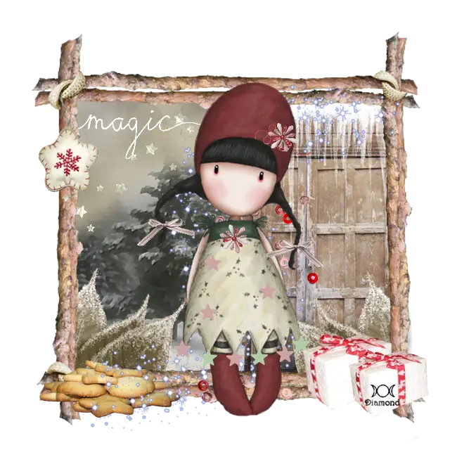 Cute Doll in a Magical Winter Scene