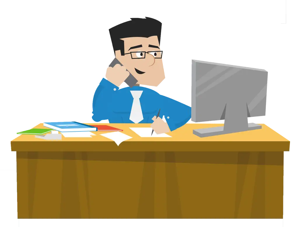 Cartoon Office Worker at Desk Illustration