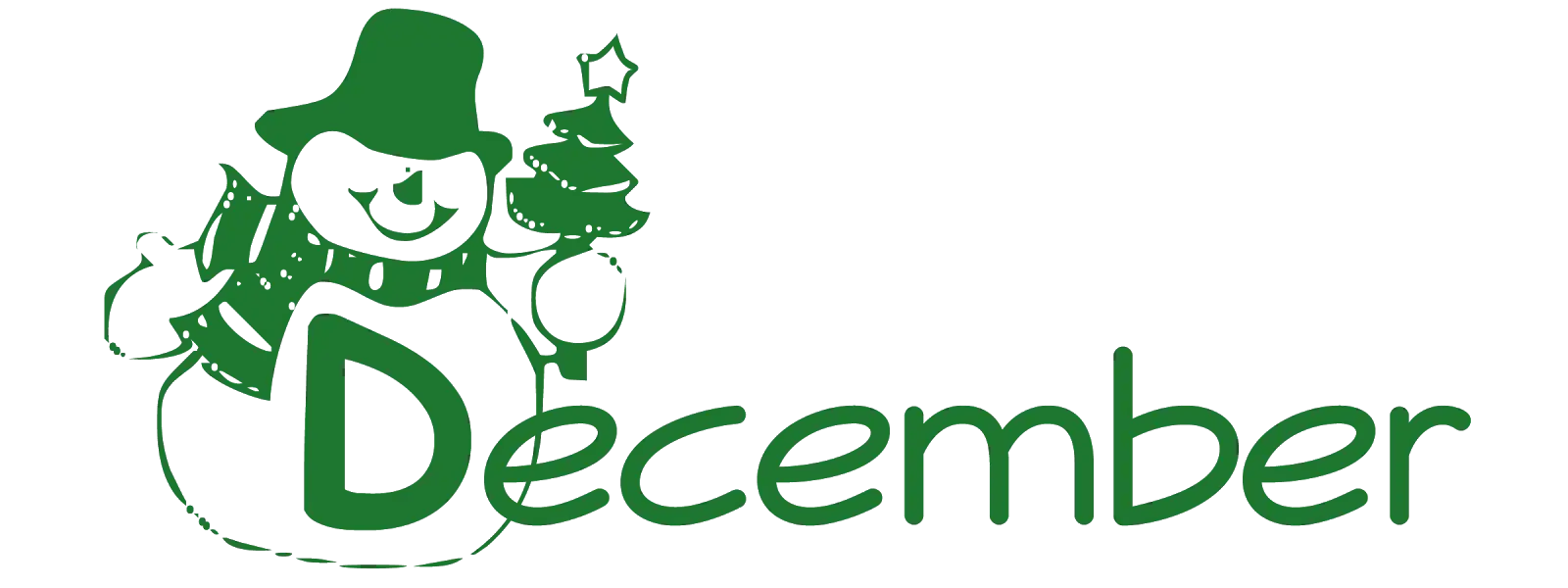 December snowman with green text